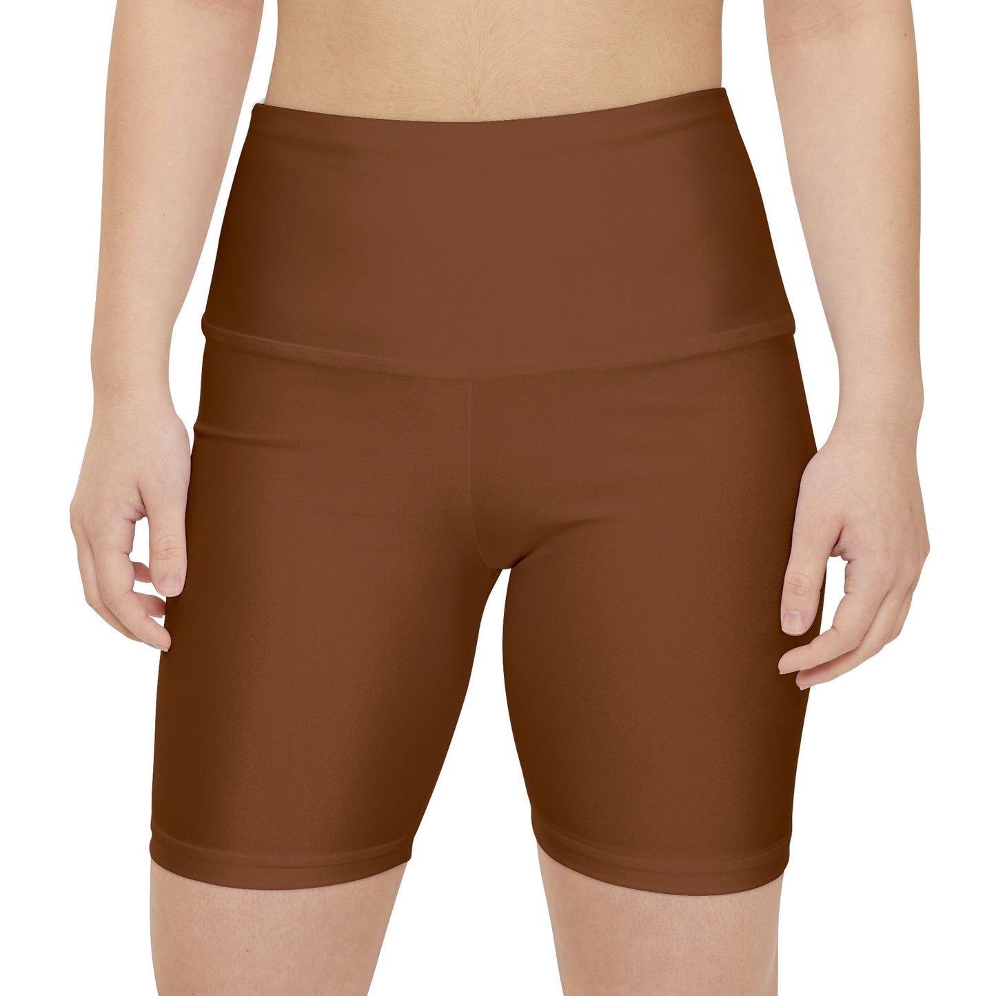 Raw Amber Rust Brown High-Waist Workout Shorts — Comfortable Athletic Biker Shorts