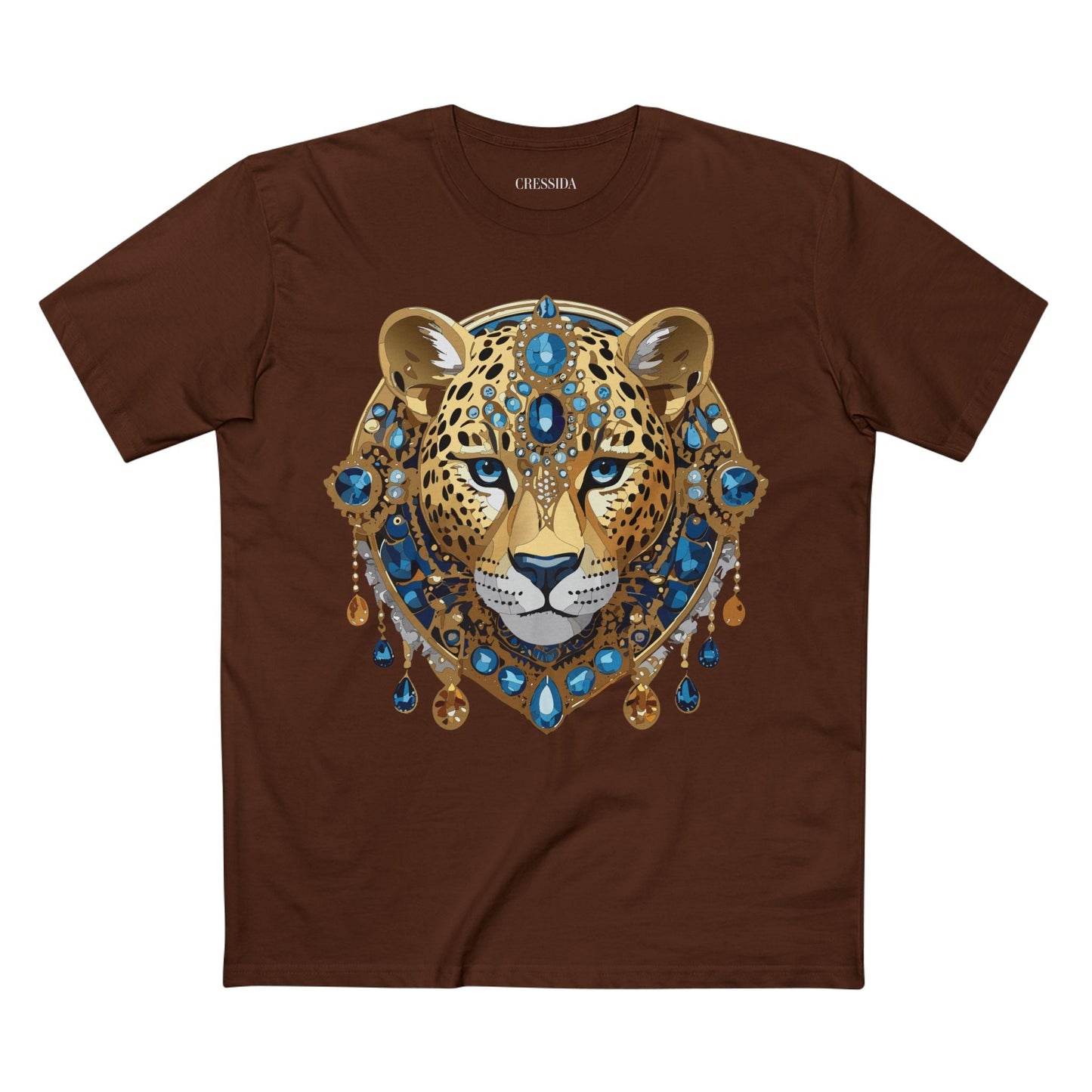 Cheetah Graphic Unisex 100 Cotton Tee With Unique Animal Golden Medallion Art Design 47