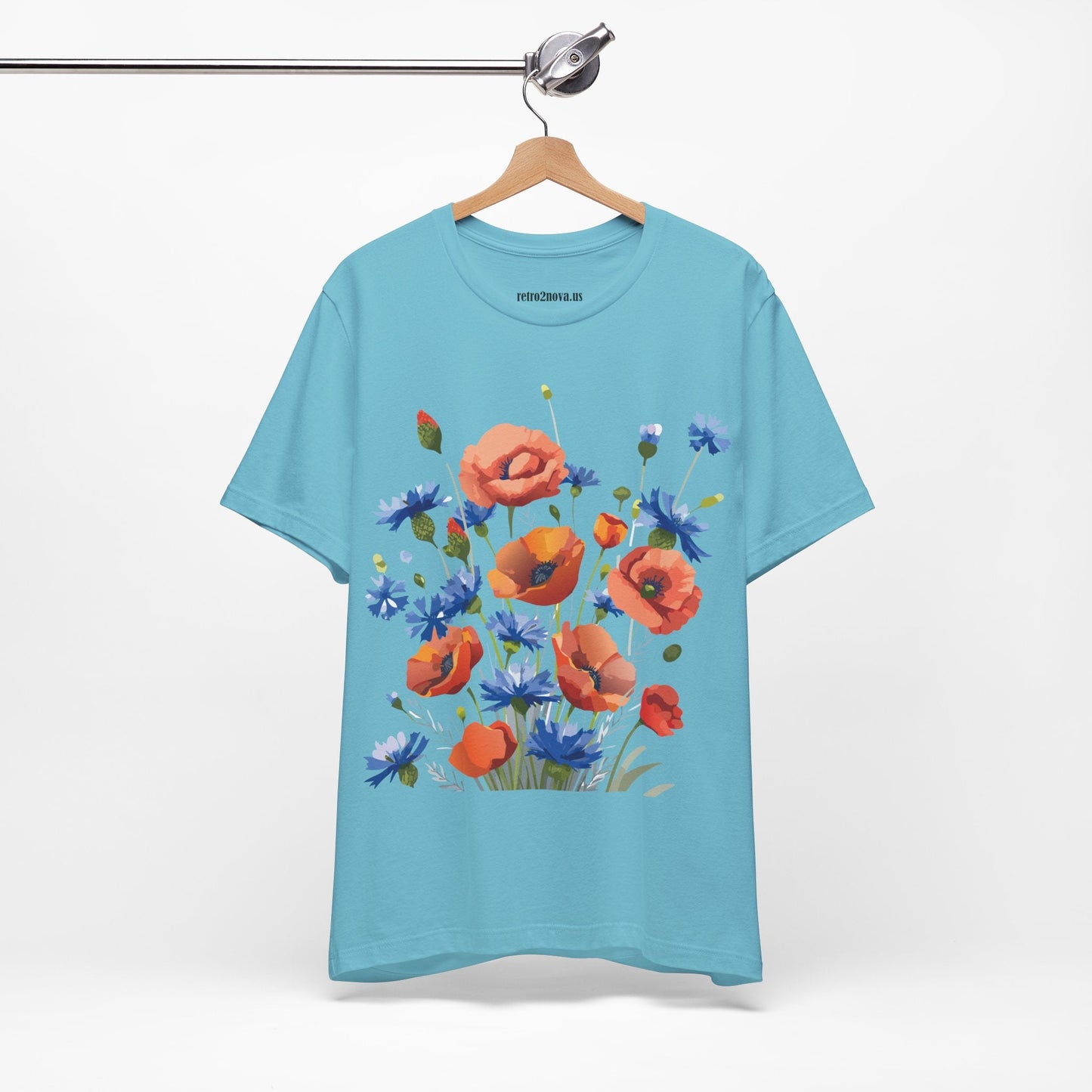 Unisex Floral Shirt Floral Print Tee Lightweight Breathable Fabric Short Sleeve Casual Wear