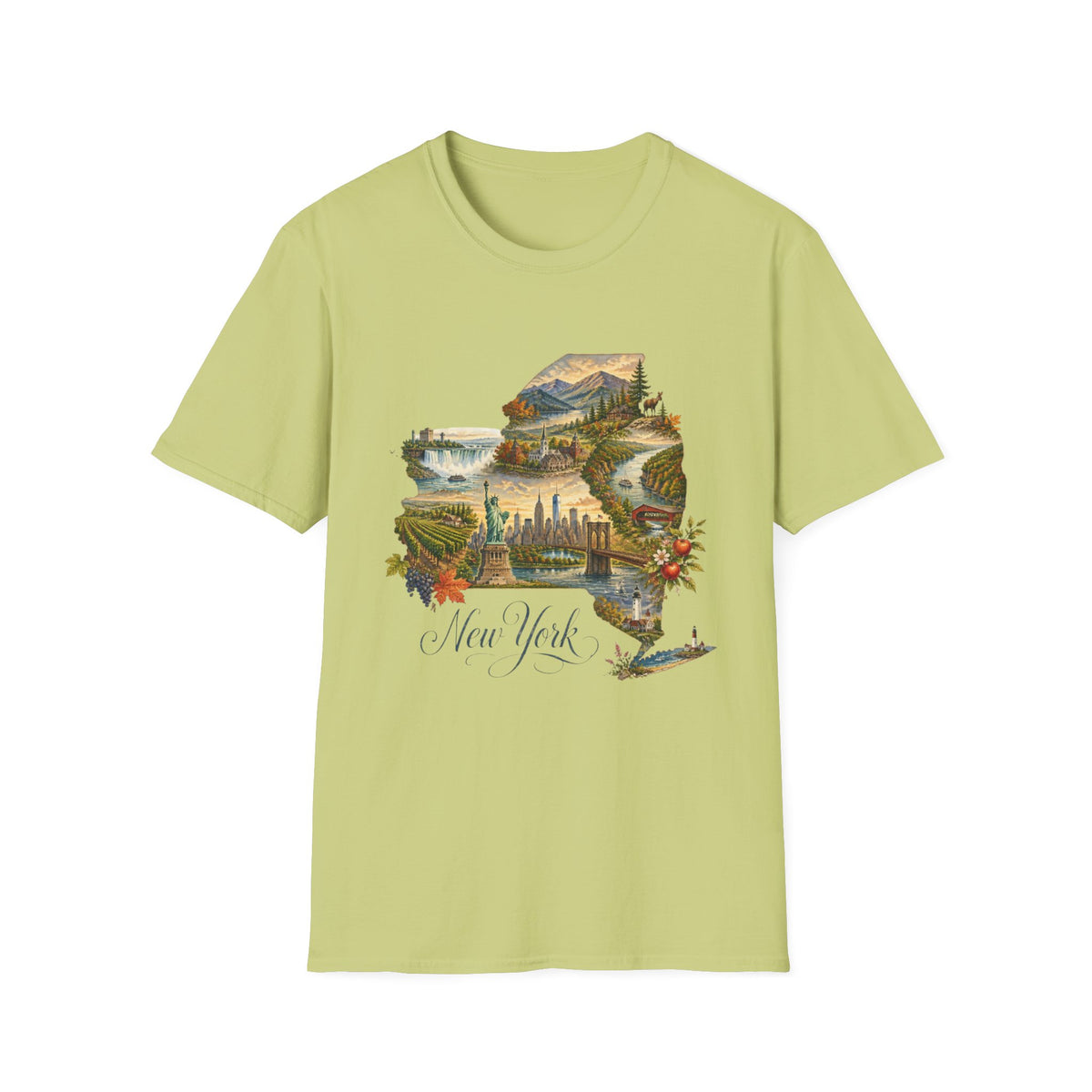 New York State Travel Tourist Graphic Design Unisex 100 Cotton Gildan T-Shirt