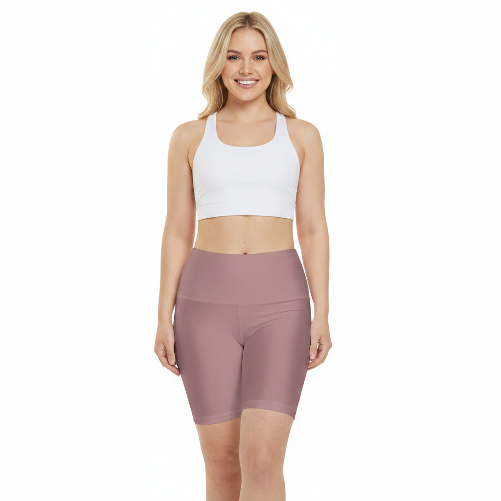 Rosy Taupe Women's Workout Shorts — Solid High-Waist Biker Shorts for Exercise & Everyday Wear