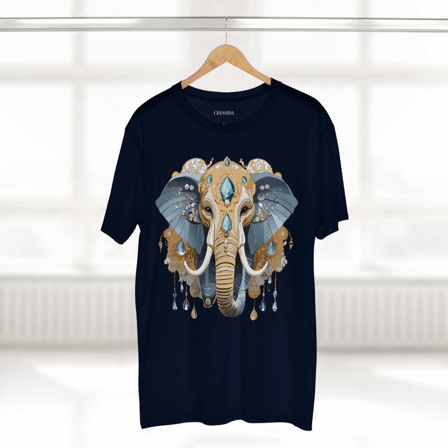 Elephant Graphic Unisex 100 Cotton Tee With Unique Animal Golden Medallion Art Design 35