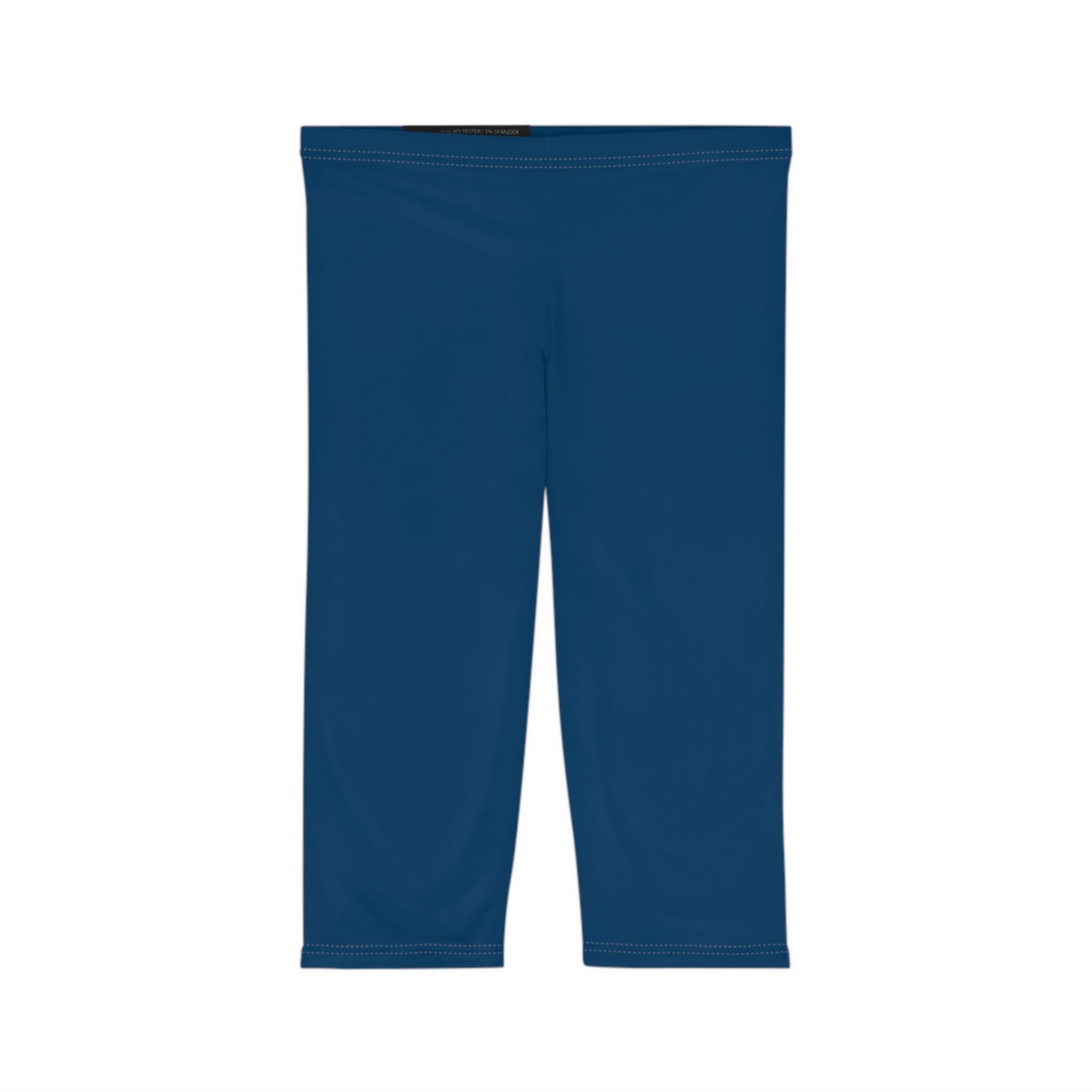 Yale Blue Color Women's Brushed Suede Poly Span Casual Capri Leggings XS-2XL