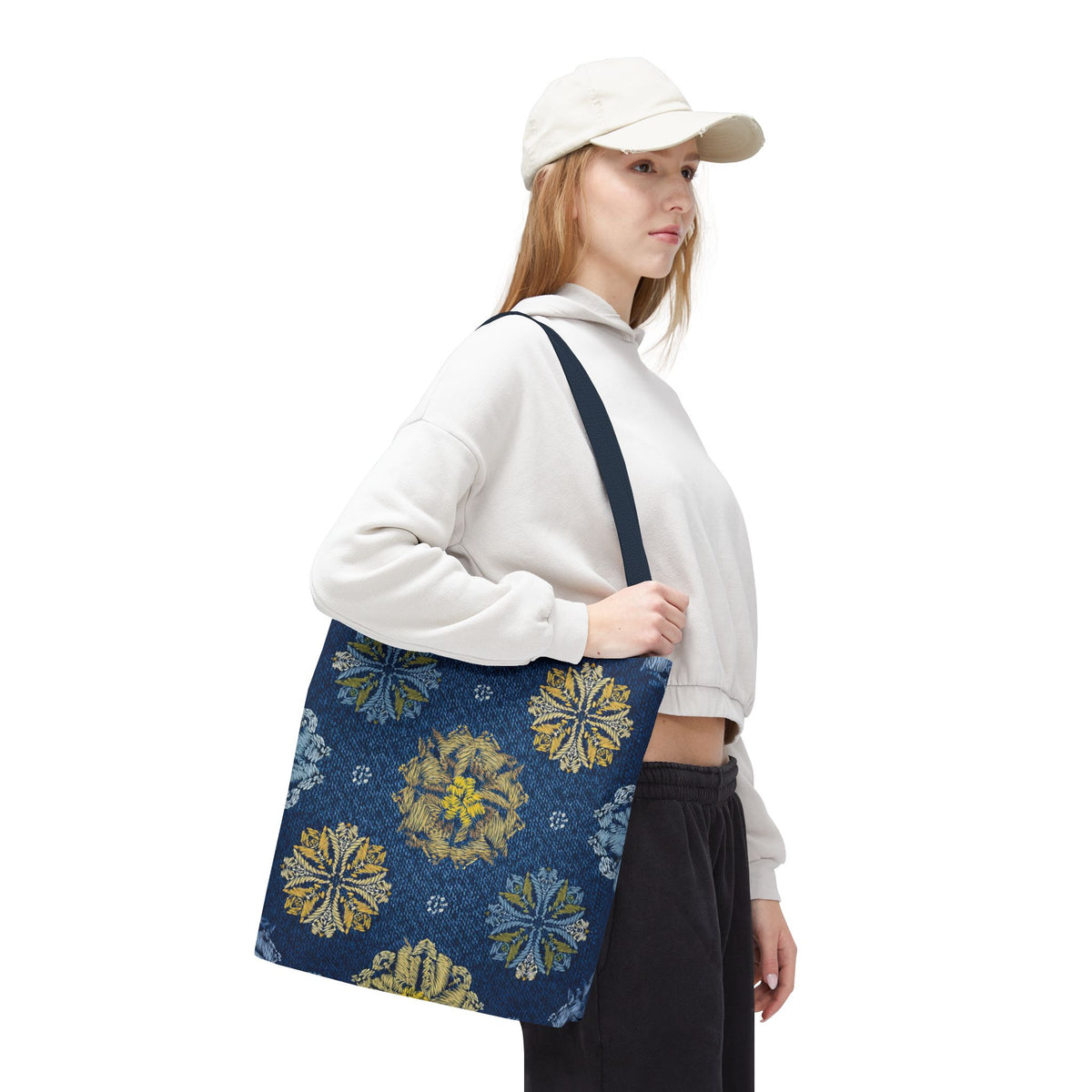 Denim Fabric Imitation Print Unisex Canvas Bag Poly Spun 3 Sizes Tote Bag 125