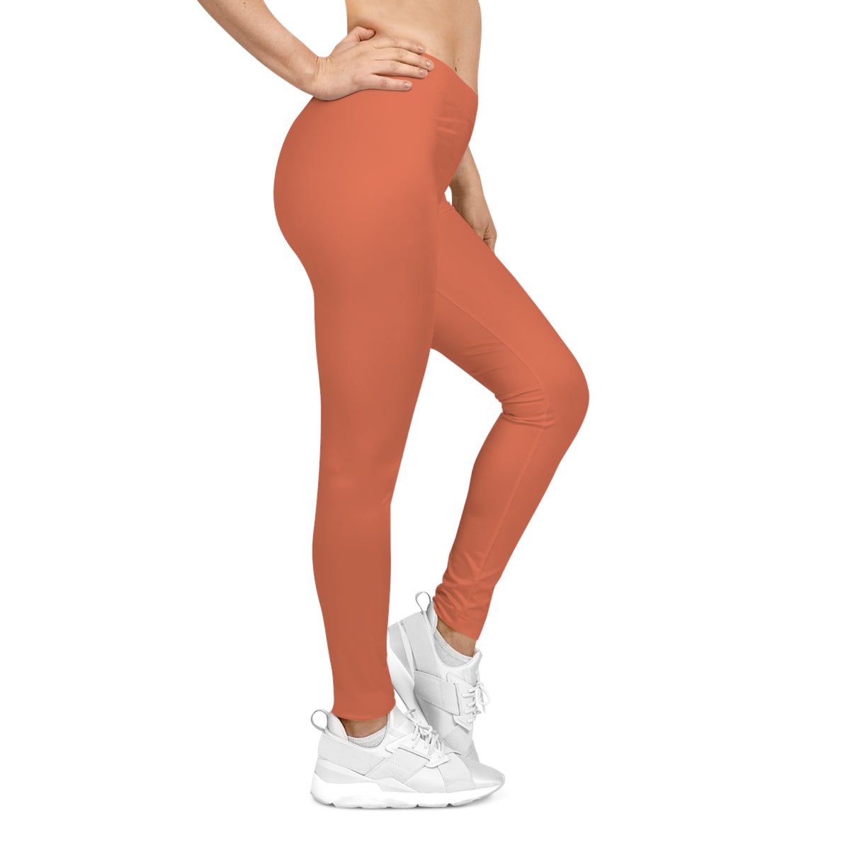 Burnt Orange Color Women's Poly-Span Casual Leggings XS-2XL