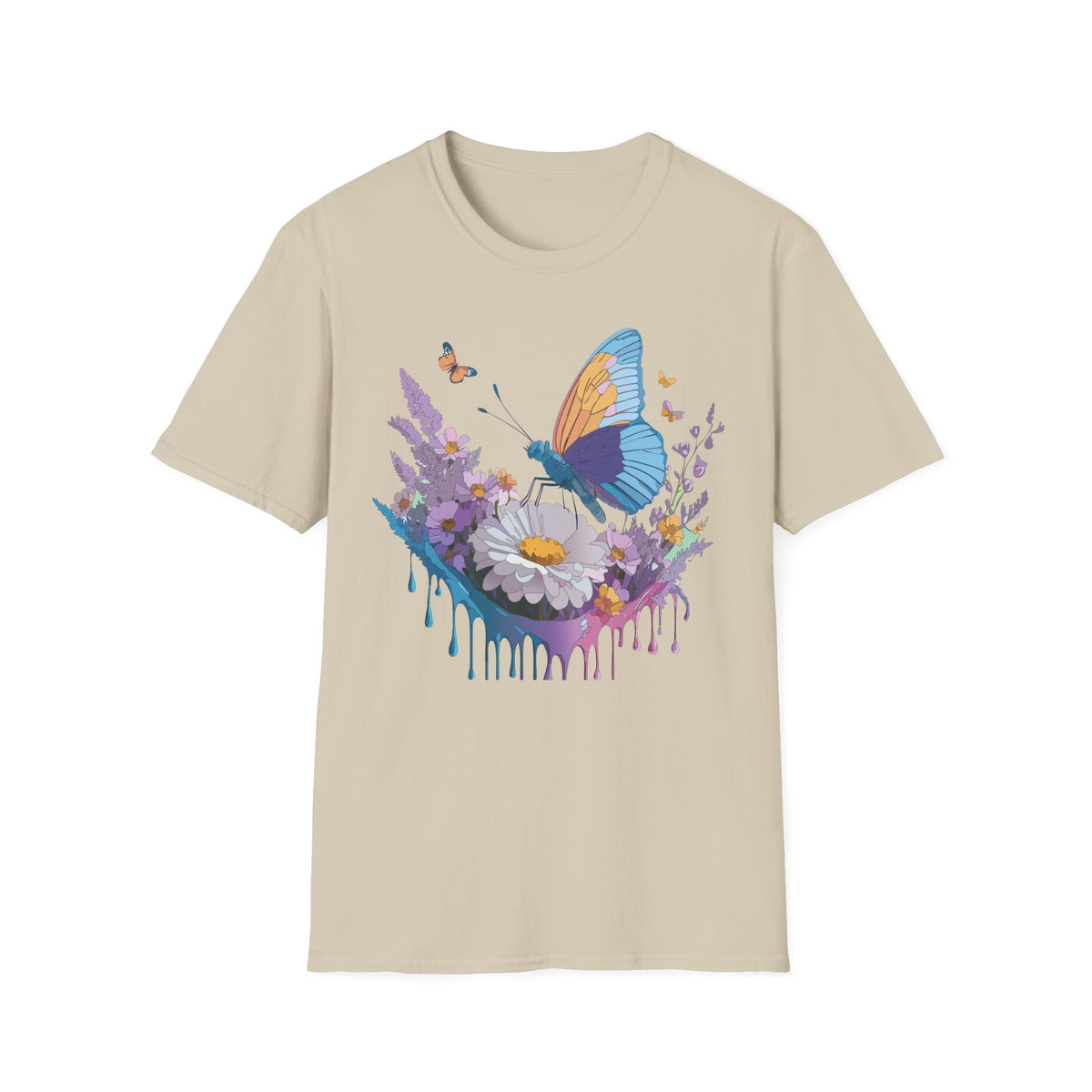 Butterfly and Wildflower Floral Graphic Tee Unisex 100 Cotton Gildan T-Shirt