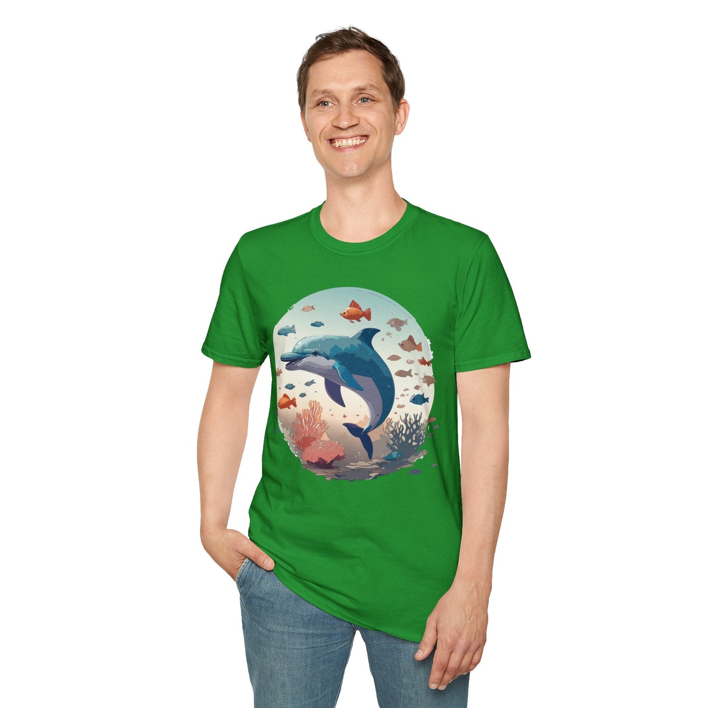 Dolphin Shirt Unisex Softstyle T Shirt Gildan 64000 100 Percent Ring Spun Cotton Lightweight Tee