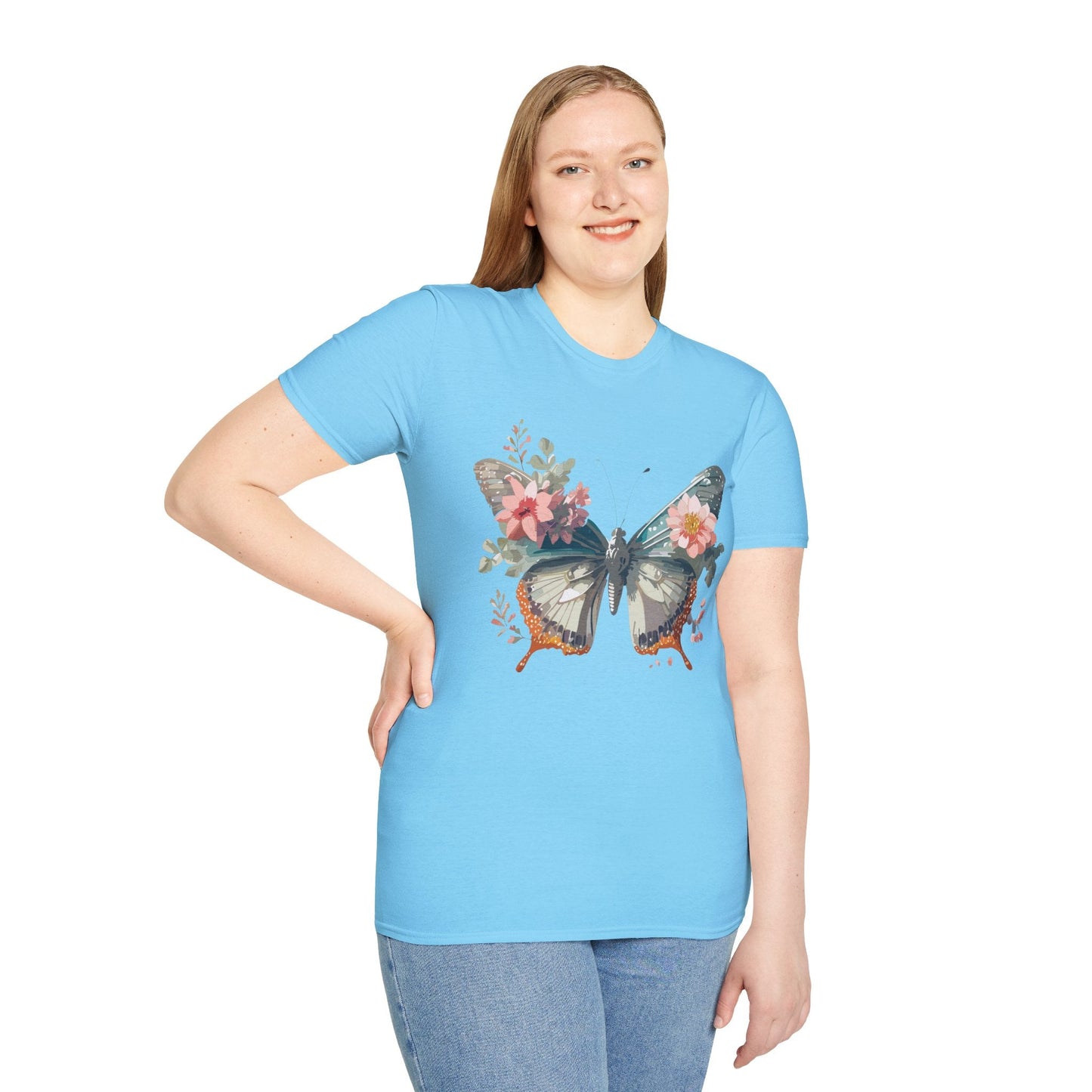 Butterfly Shirt Unisex Softstyle T Shirt Gildan 64000 Lightweight Ring Spun Cotton Monarch Design
