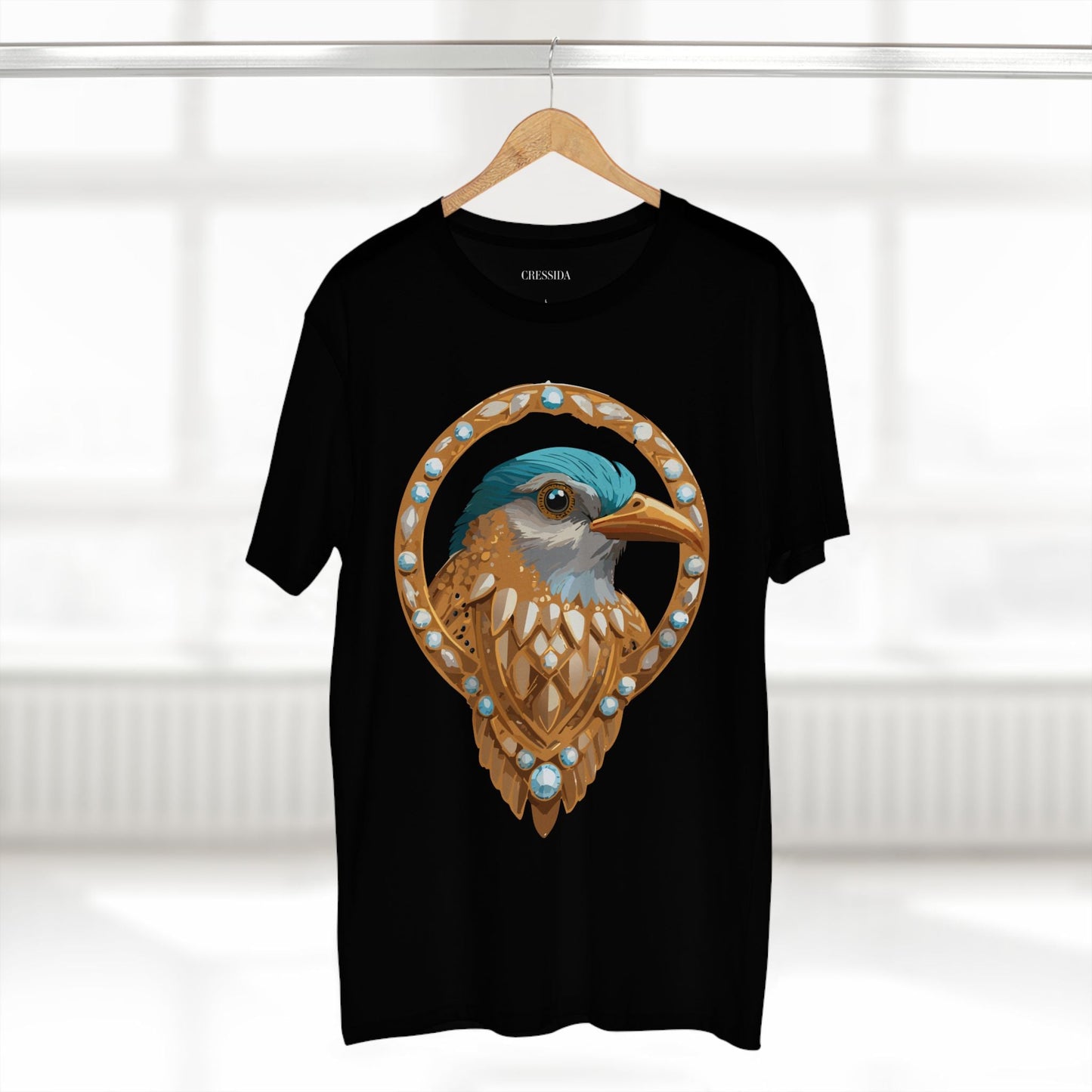 Bird Graphic Unisex 100 Cotton Tee With Unique Animal Golden Medallion Art Design 24