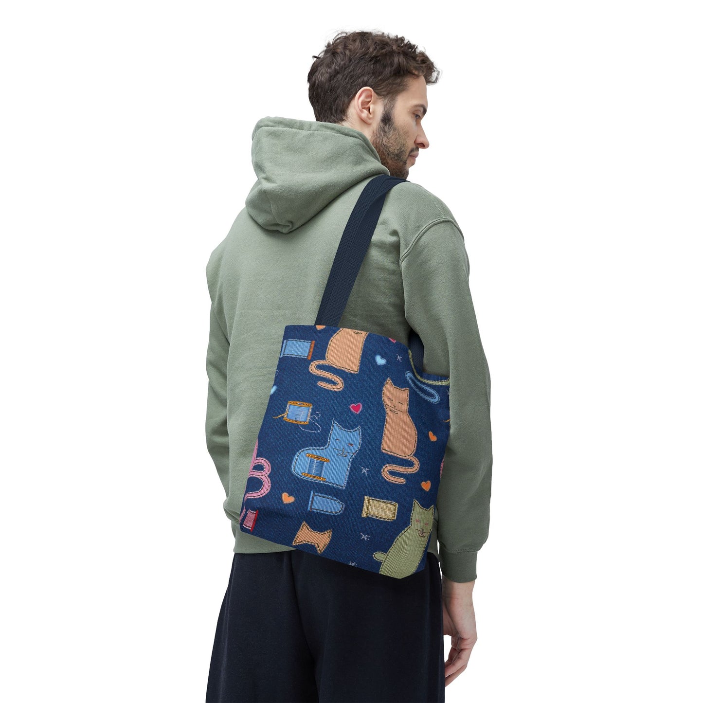 Love Day Graphic Design Denim Fabric Imitation Print Unisex Canvas Bag POLY 3 Sizes Tote Bag 201-19