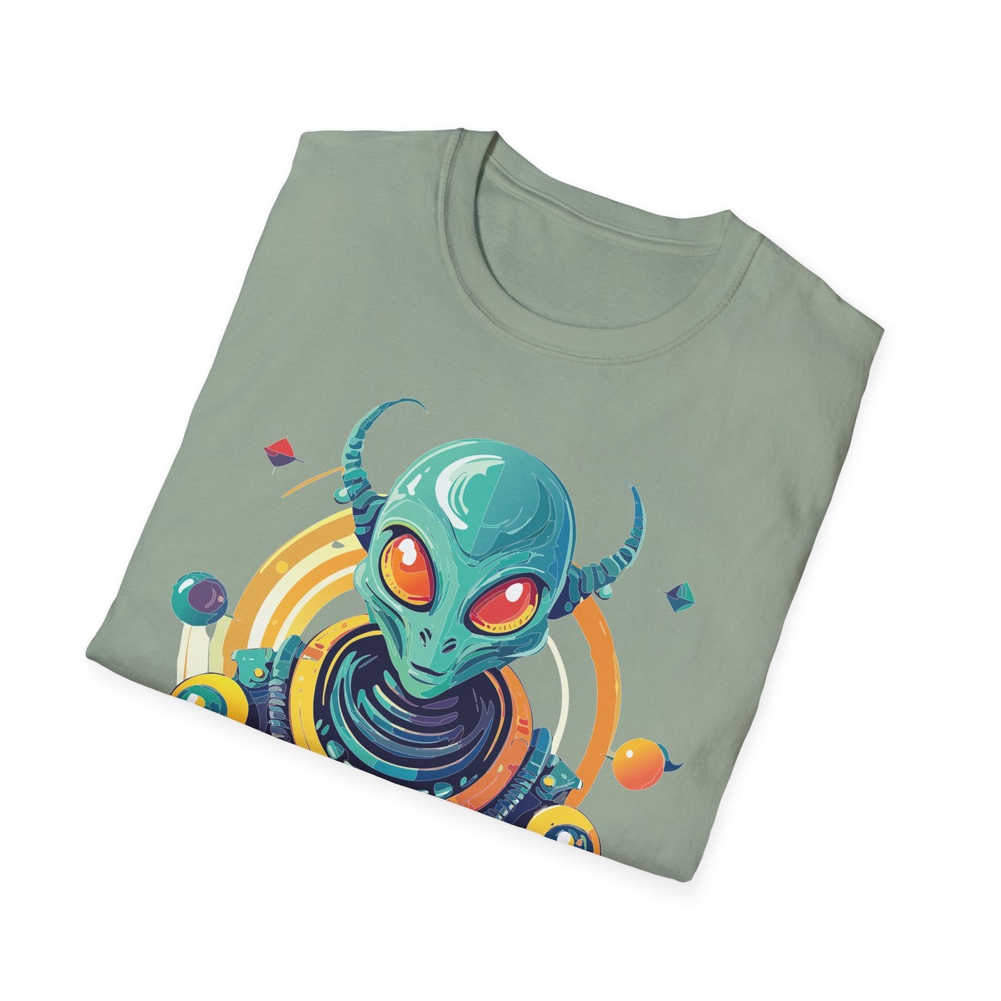 Alien Cosmos T Shirt Unisex Softstyle Cotton Tee With Alien Art Design Premium Comfort