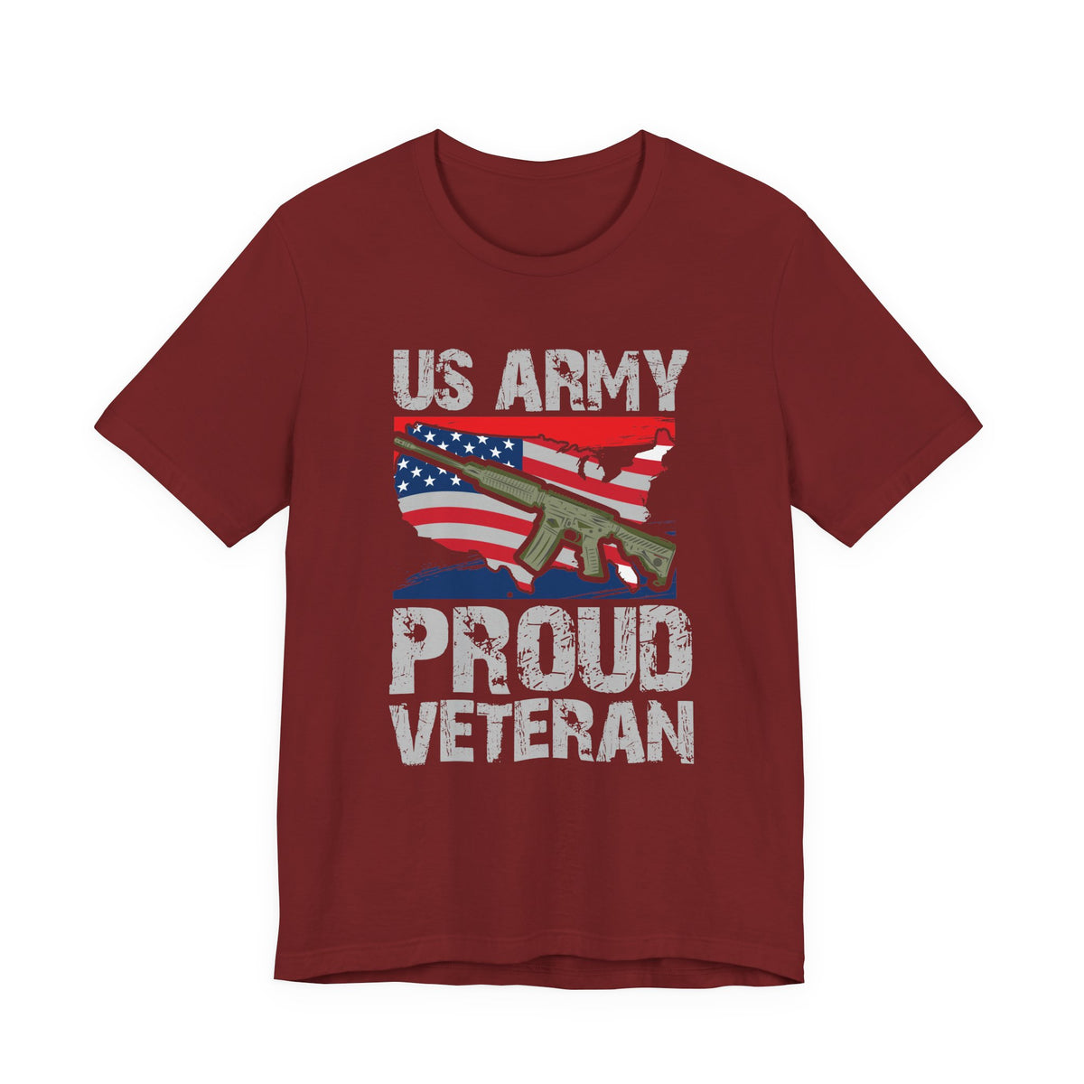US Army Proud Veteran T-Shirt American Flag Rifle Graphic Unisex Cotton v21