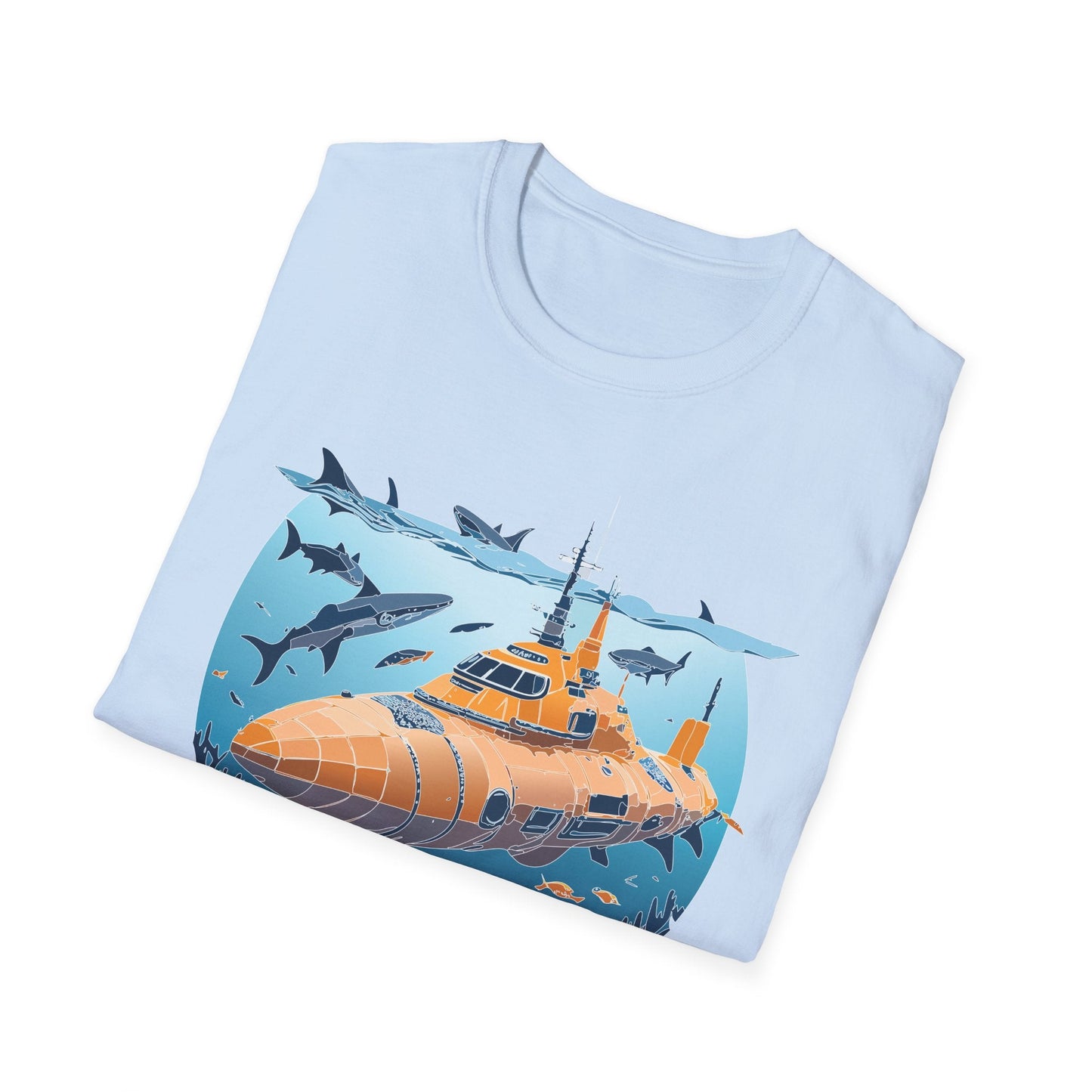 Ocean Graphic Tee Shirt Unisex Softstyle 64000 Gildan Lightweight Breathable Ocean Design U Boat