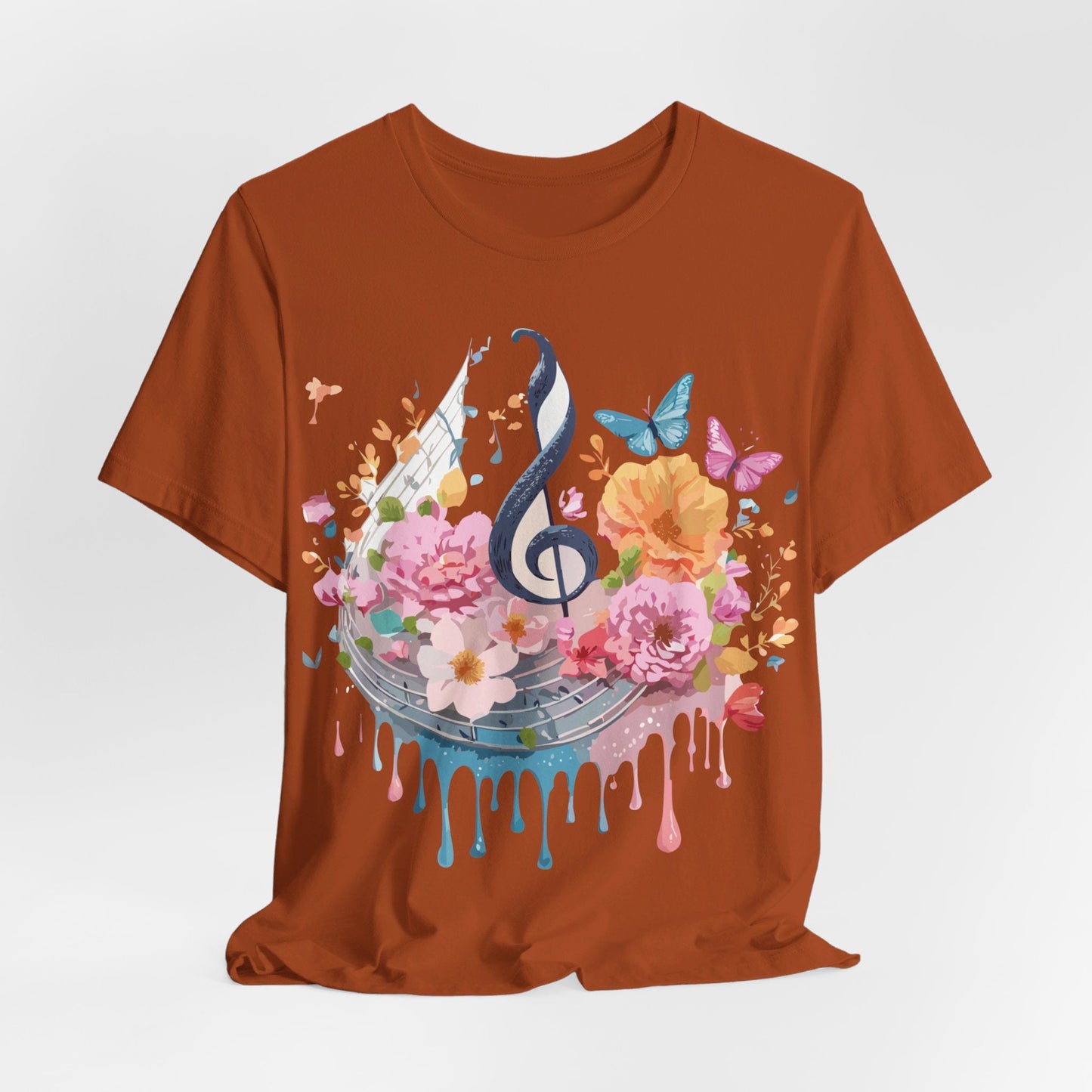 Music Graphic Unisex 100 Cotton Vintage Art with Musical Elements Tee 125