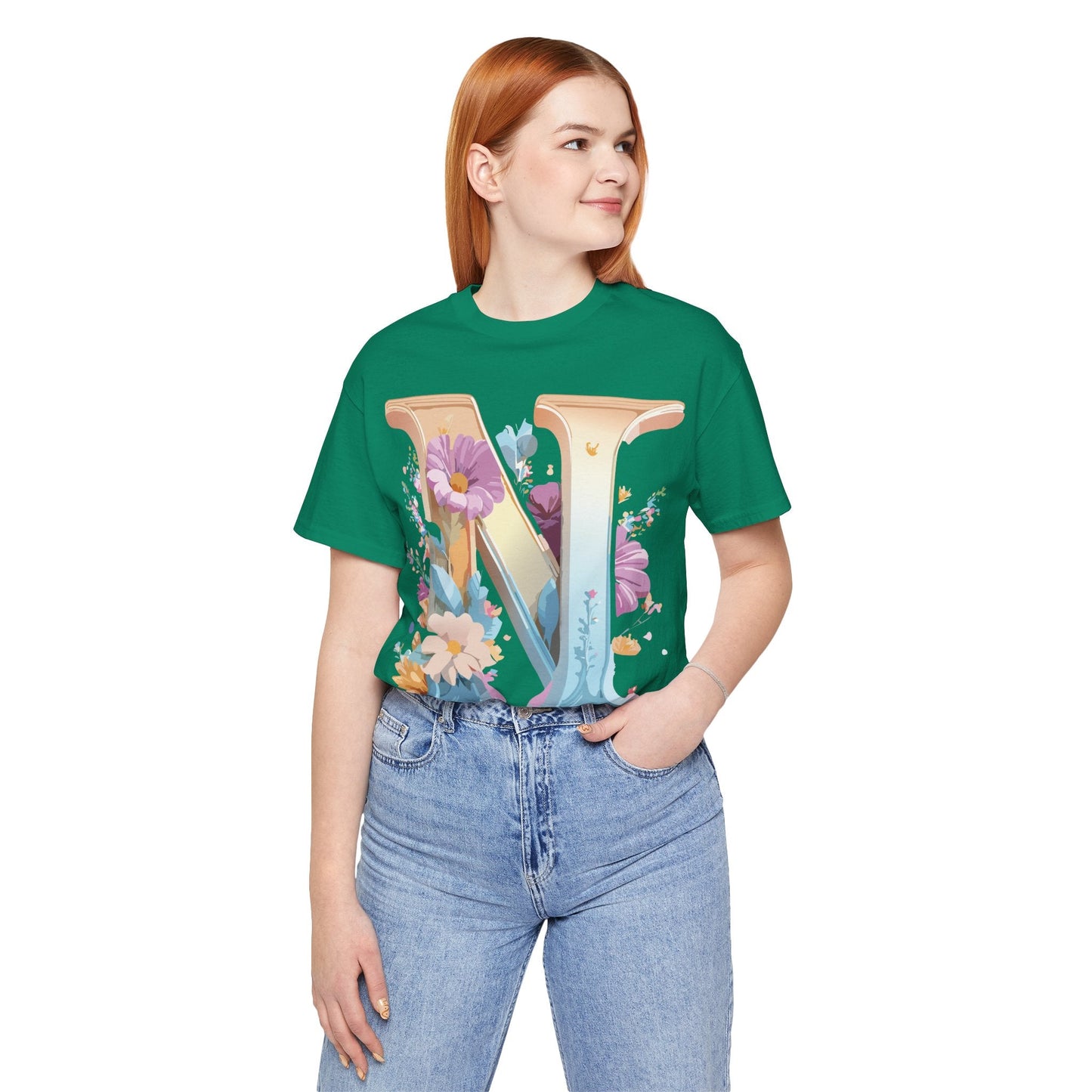 Letter N Shirt Unisex Graphic Tee By Adelpha Vintage Inspired Artwork Short Sleeve