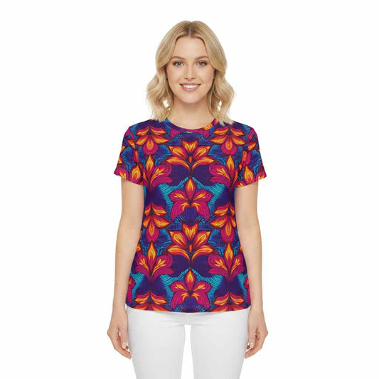 Women Poly Span T-Shirt with Floral Print