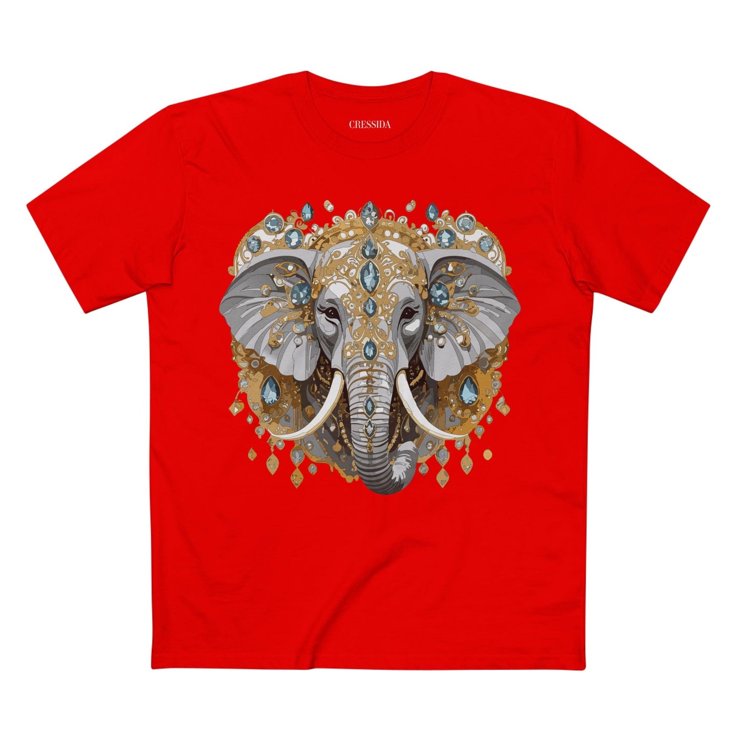 Elephant Graphic Unisex 100 Cotton Tee With Unique Animal Golden Medallion Art Design 38