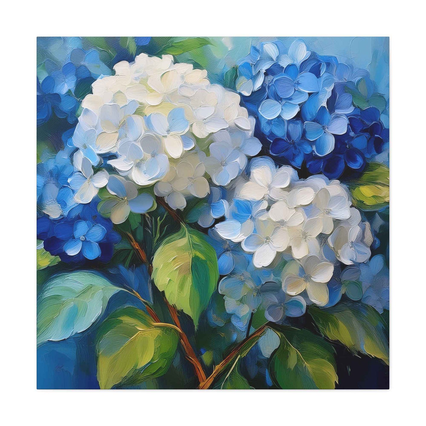 Hydrangeas Print Canvas, Flowers Oil Paint Print 20x20, 24x24, 30x30, 32x32, 36x36, Floral Art Design Print Non-Frame MC-31