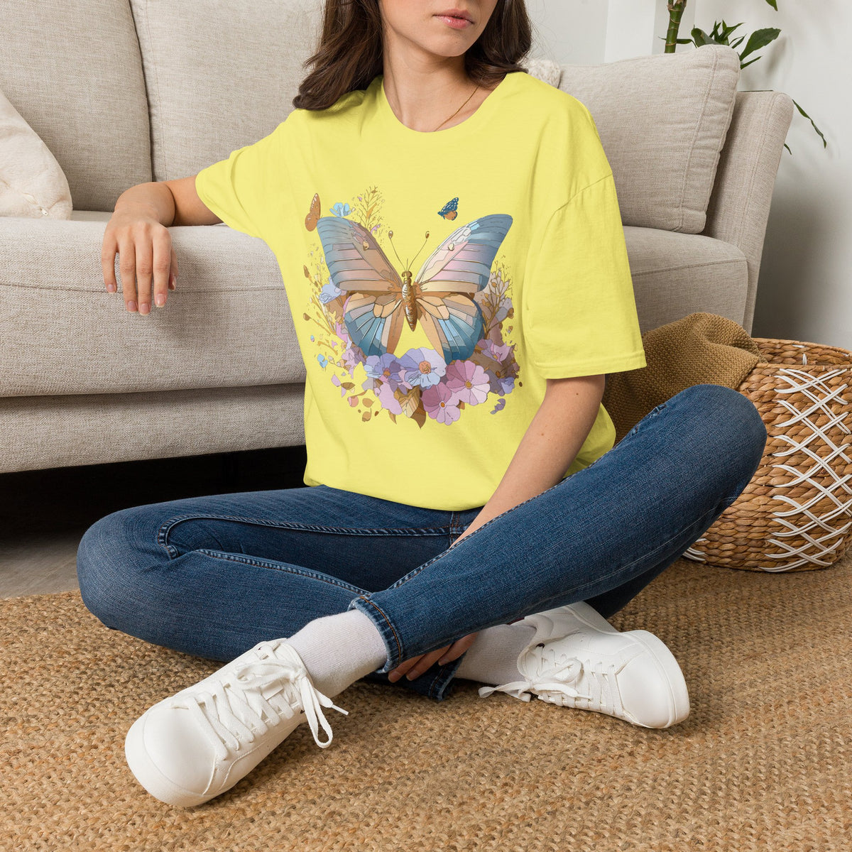 Butterfly Floral Tee — Pastel Garden Butterfly Graphic Tee Unisex 100 Cotton Gildan T-Shirt