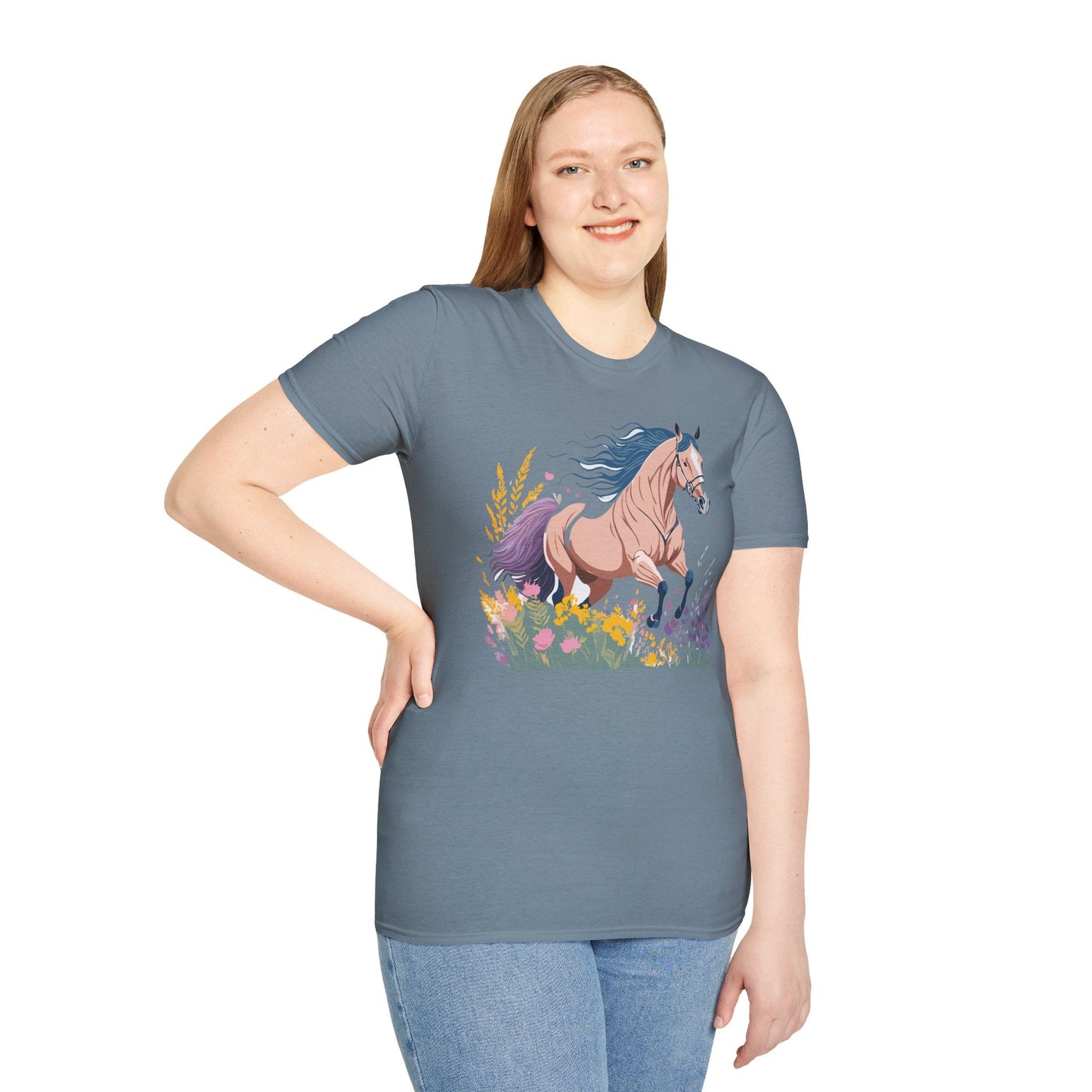 Unisex Horse Shirt With Animal Design Gildan Softstyle 64000 Tee