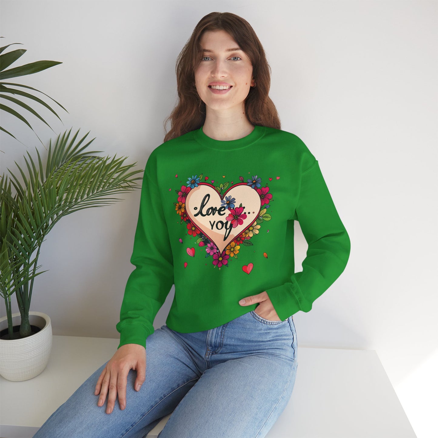 Big Heart Sweatshirt, Floral Heart Sweatshirt, Floral Love Sweatshirt, Valentine's Day Sweatshirt, Heart Floral Sweatshirt 109