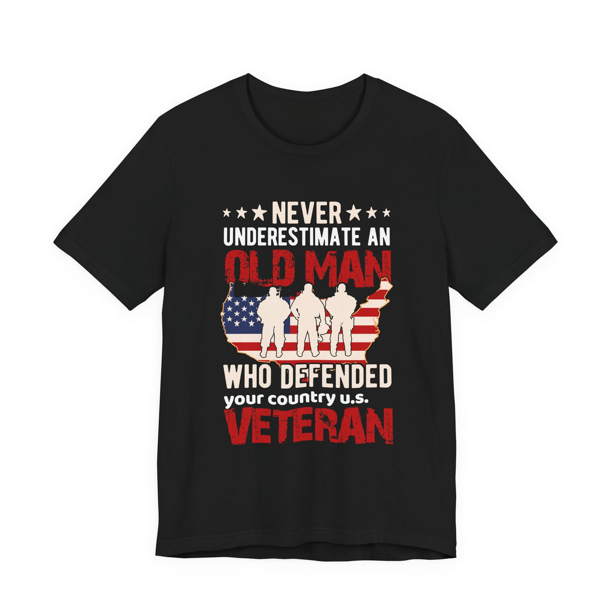 Old Man Who Defended Your Country U.S. Veteran T-Shirt American Flag Veteran Unisex Cotton Tee v7