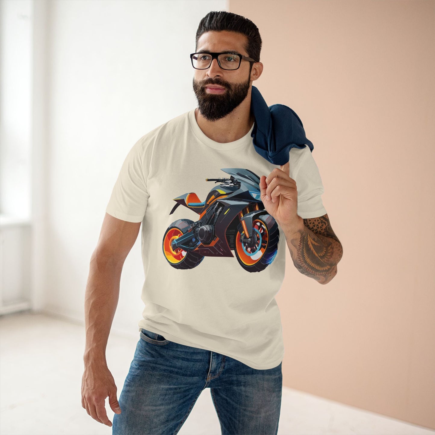 Moto Bike Graphic Unisex 100 Cotton Staple Tee 31