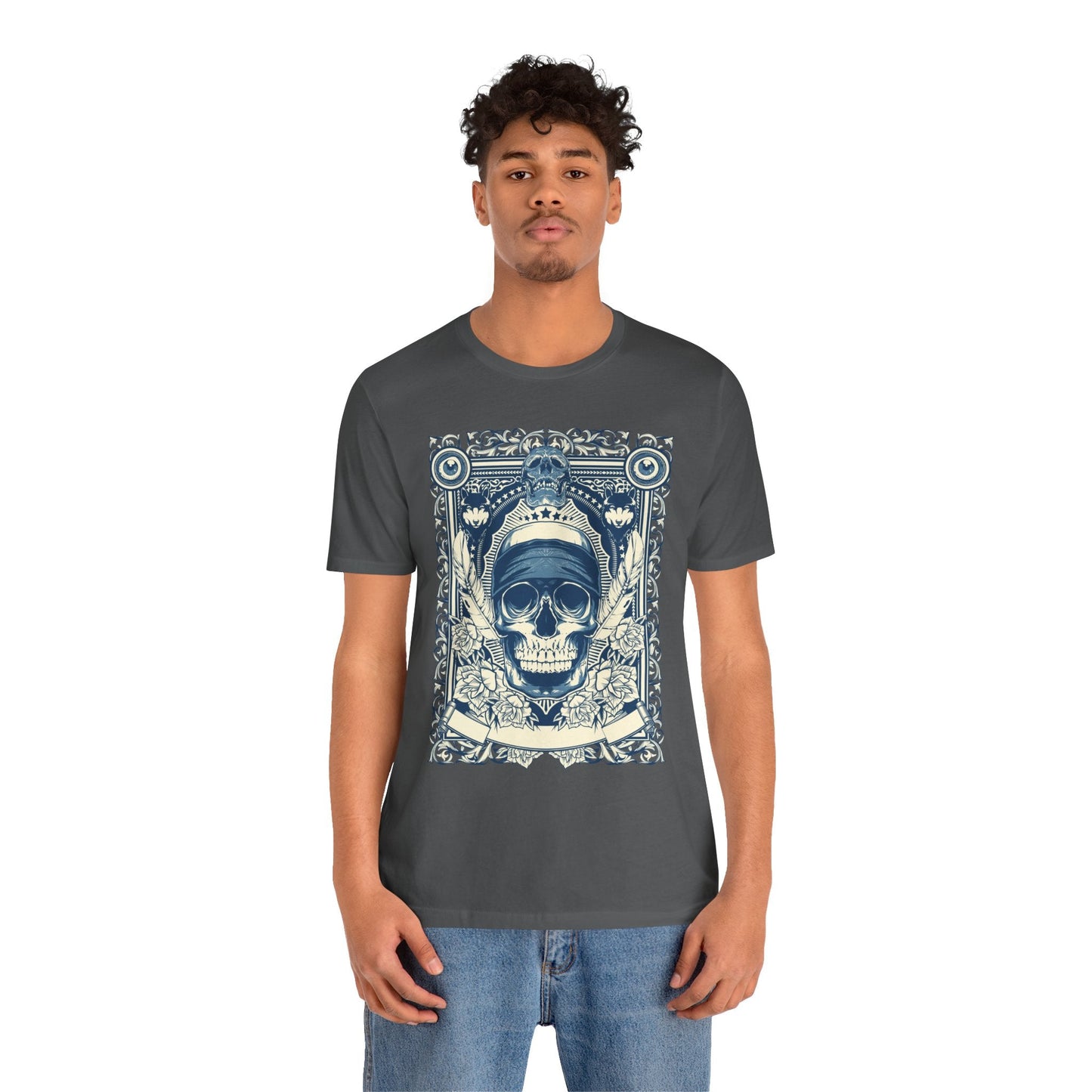 Skull Crown Graphic Tee Vintage Ornate Skull Illustration Rock Band T-Shirt
