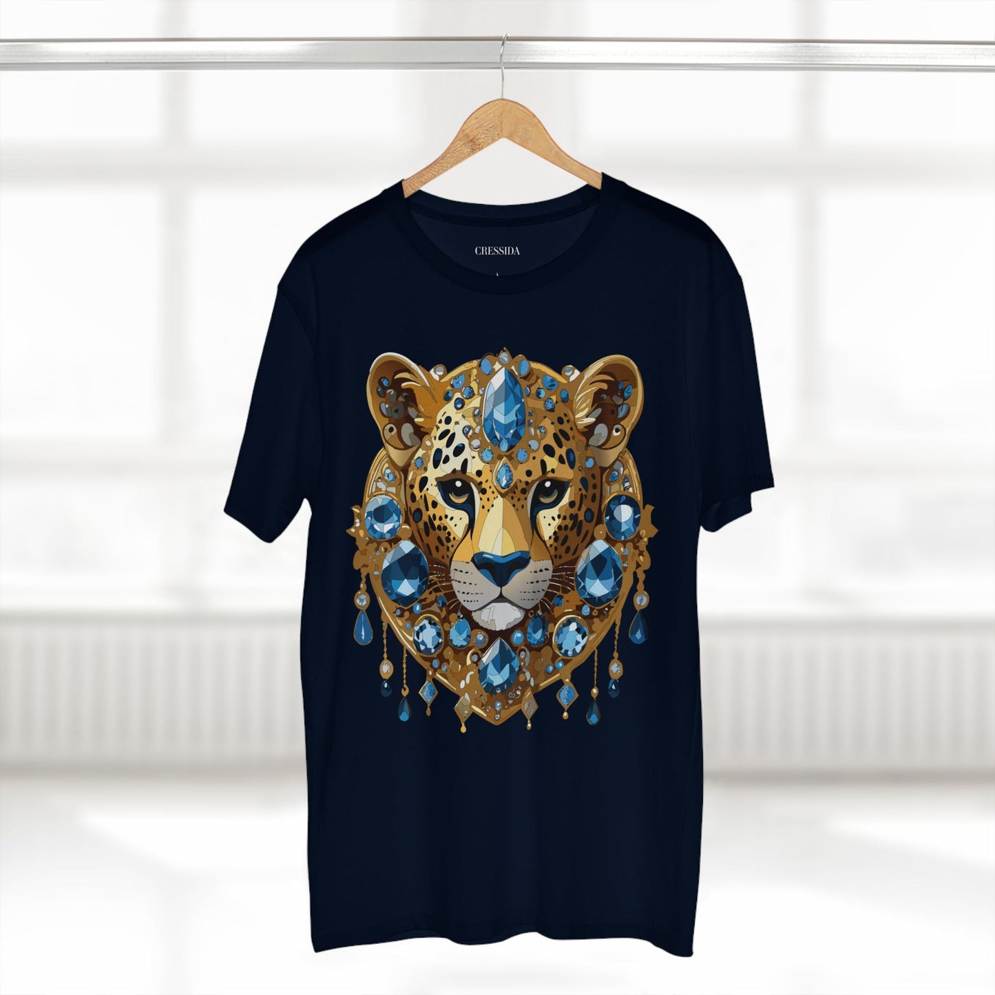 Cheetah Graphic Unisex 100 Cotton Tee With Unique Animal Golden Medallion Art Design 49