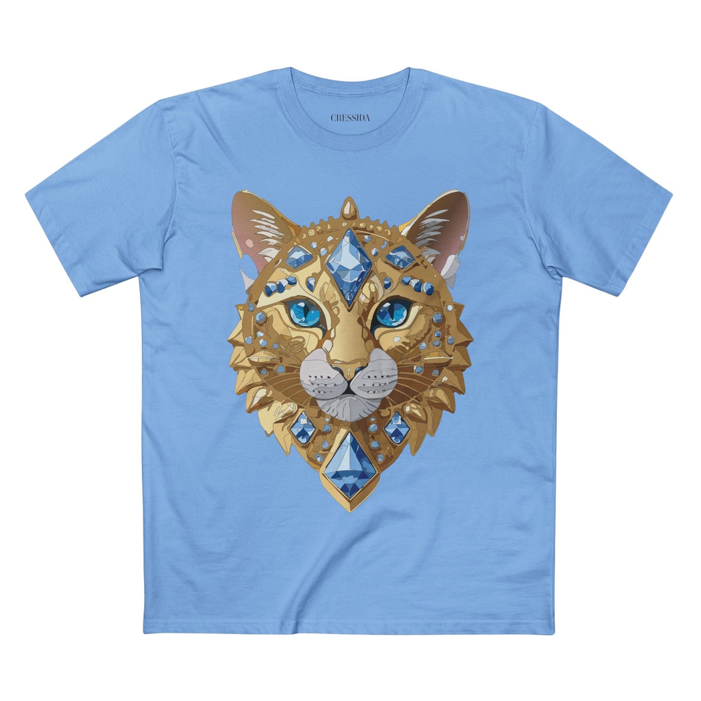 Cat Graphic Unisex 100 Cotton Tee With Unique Animal Golden Medallion Art Design 12
