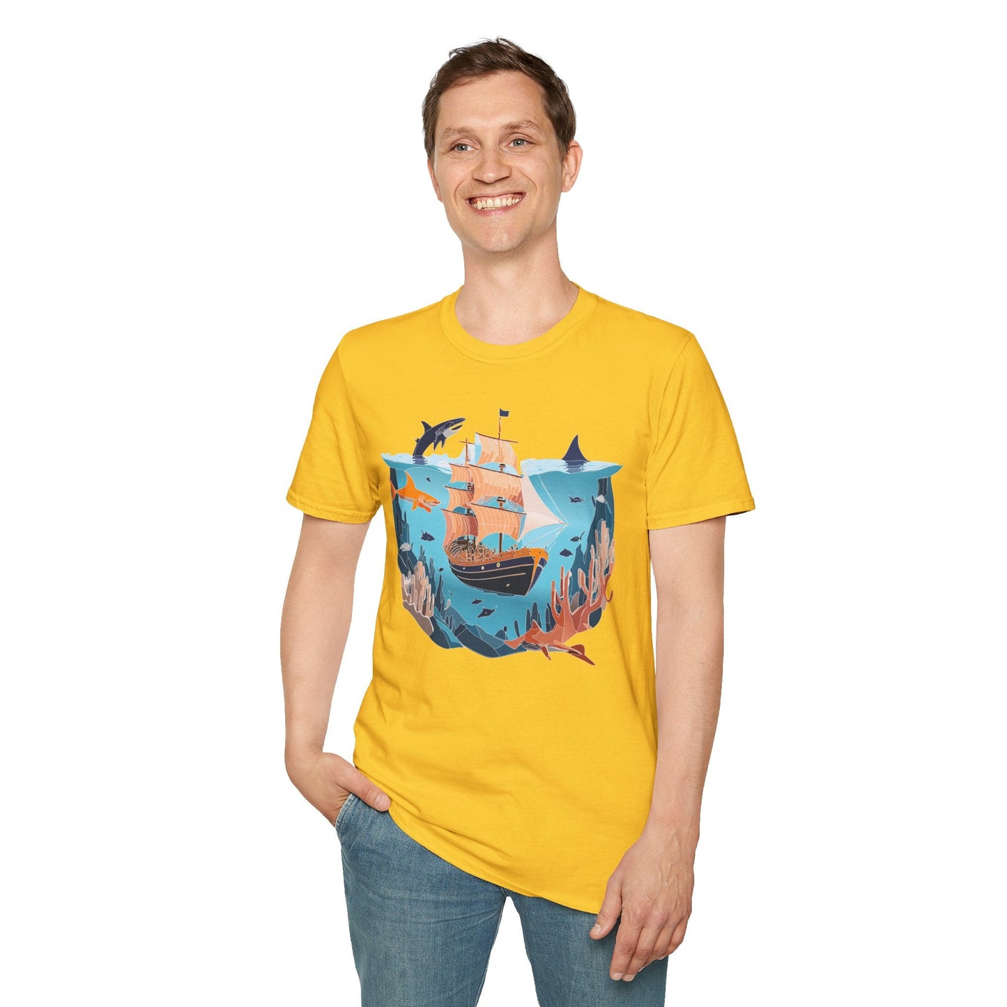 Ocean Graphic Unisex Softstyle Cotton Tee 17