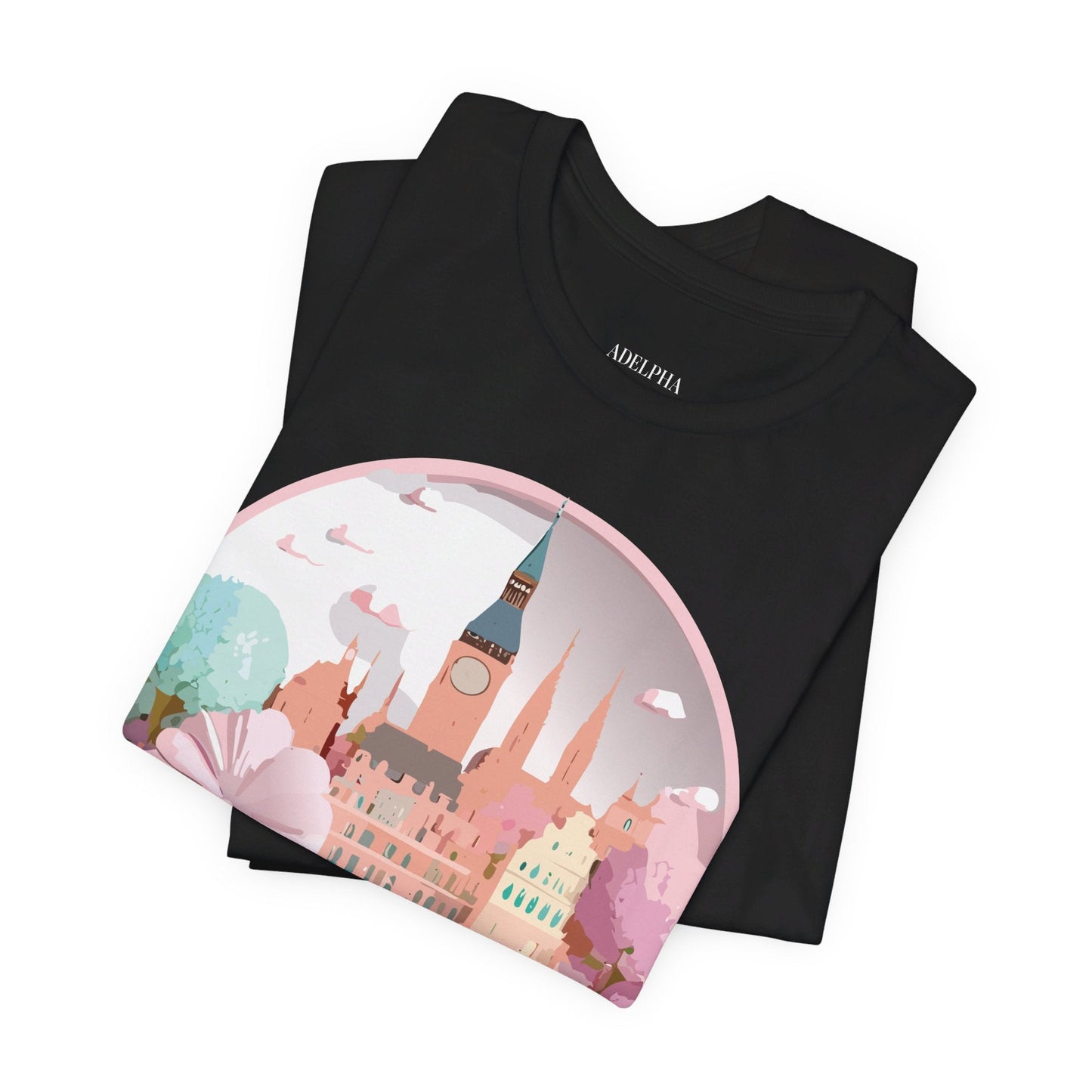 Prague Tourist Graphic Tee by Unisex Vintage Style Short Sleeve Collection