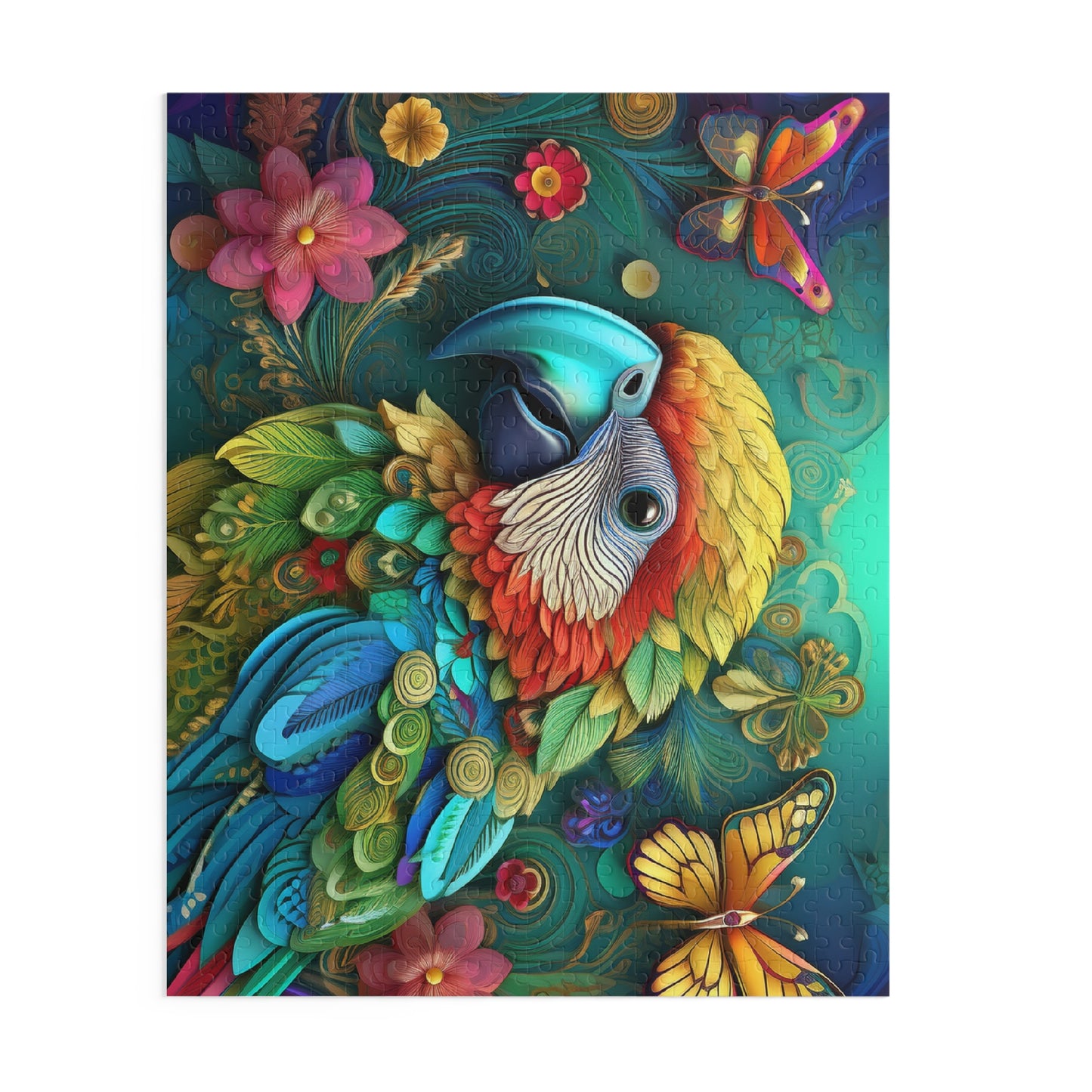 Puzzles-32 Kids Parrot Puzzle 500-Piece  Floral Parrot Puzzle 500-Piece, Birds Kids Puzzles Size: 16" x 20",  Ages 9+
