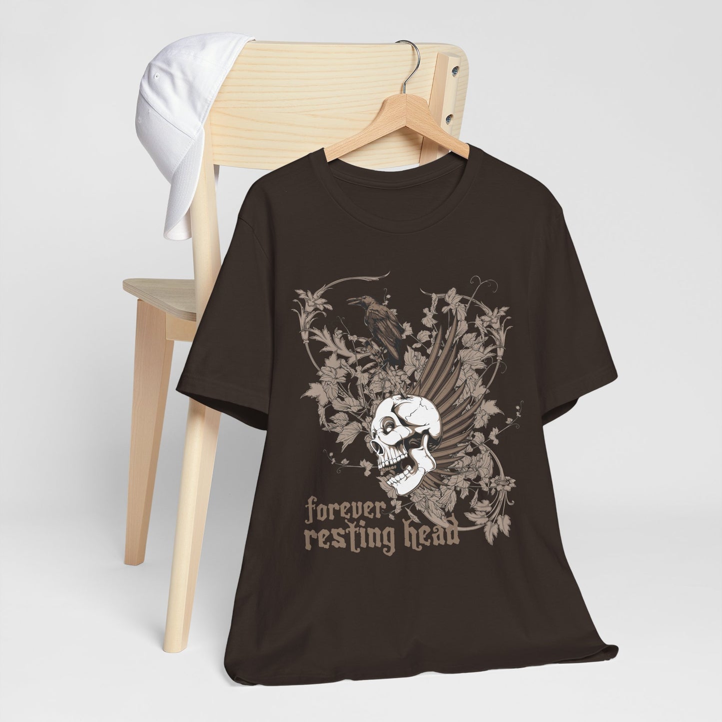 Forever Resting Head Tee, Edgy Graphic Shirt, Music T-Shirt, Gothic Tees, Skull Shirt, Art Design Tee, Skull Graphic Top