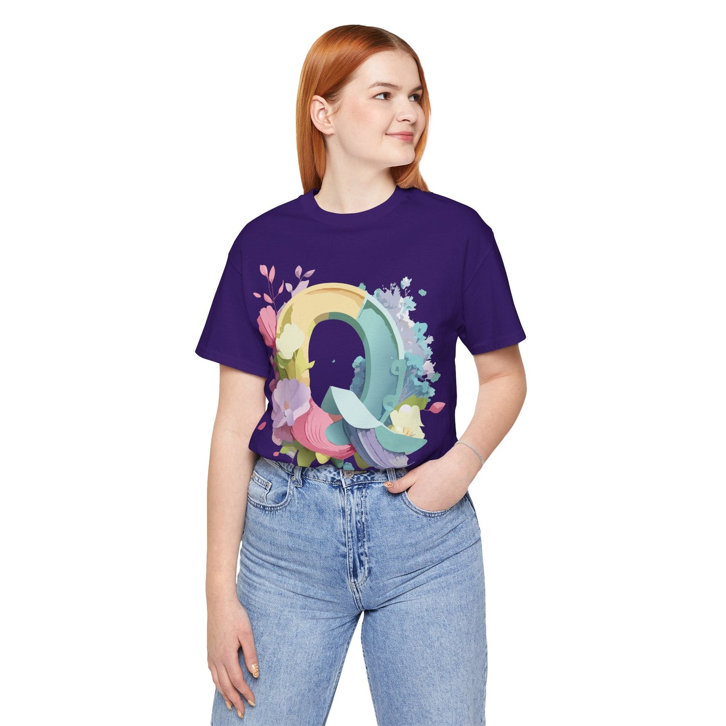 Letter Q Graphic Tee Unisex Short Sleeve Vintage Inspired Art Adelpha Tee Premium Cotton Comfort
