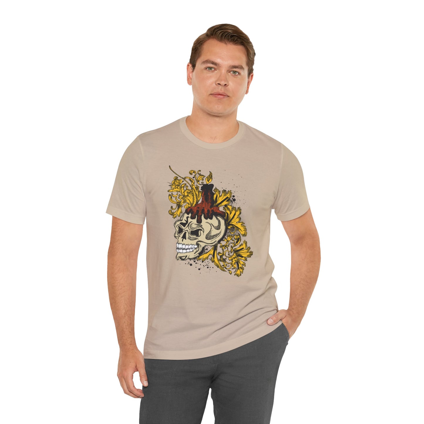 Rock Skull Graphic Design Tee, Skull Shirt, Vintage Tees, Art Design T-Shirt, Vintage Graphic Tee, Art Shirts with Skulls