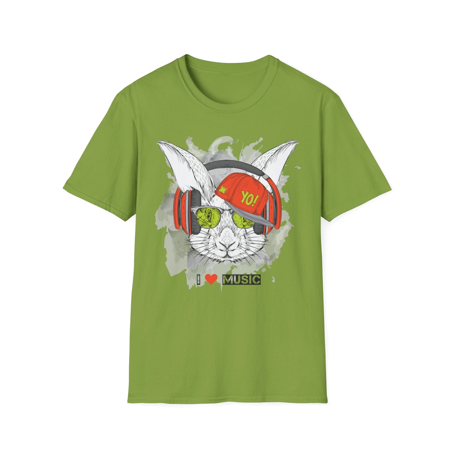 Bunny DJ Tee Unisex Cotton Short Sleeves I  Music Rabbit Headphones Graphic T-Shirt