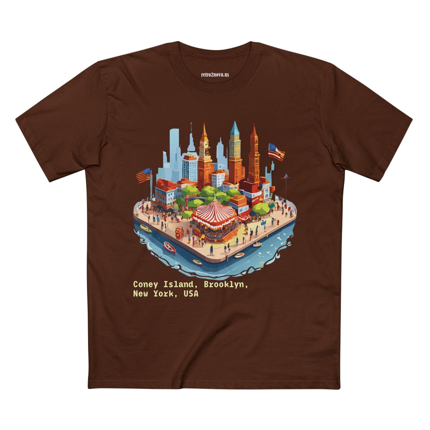 Unisex Premium Cotton Staple Tee With Original Art Design From Retro2Nova Brooklyn Travel Shirt