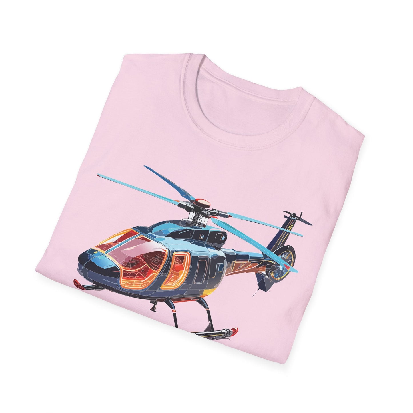 Unisex Helicopter Chopper Shirt Graphic Tee Softstyle 64000 100 Percent Ring Spun Cotton