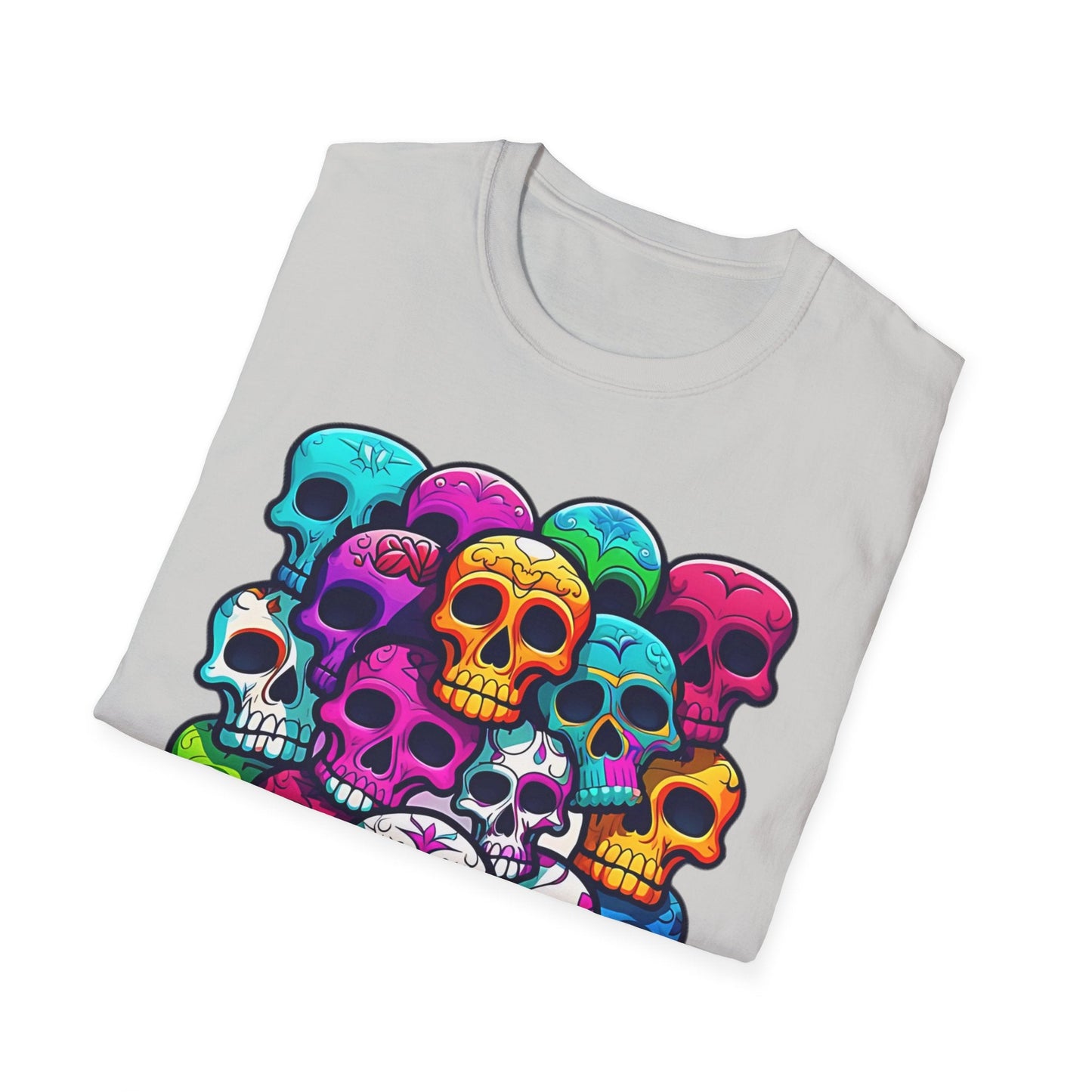Unisex Skull Tee Shirt With Skeleton Design Gildan Softstyle 64000 100 Percent Ring Spun Cotton
