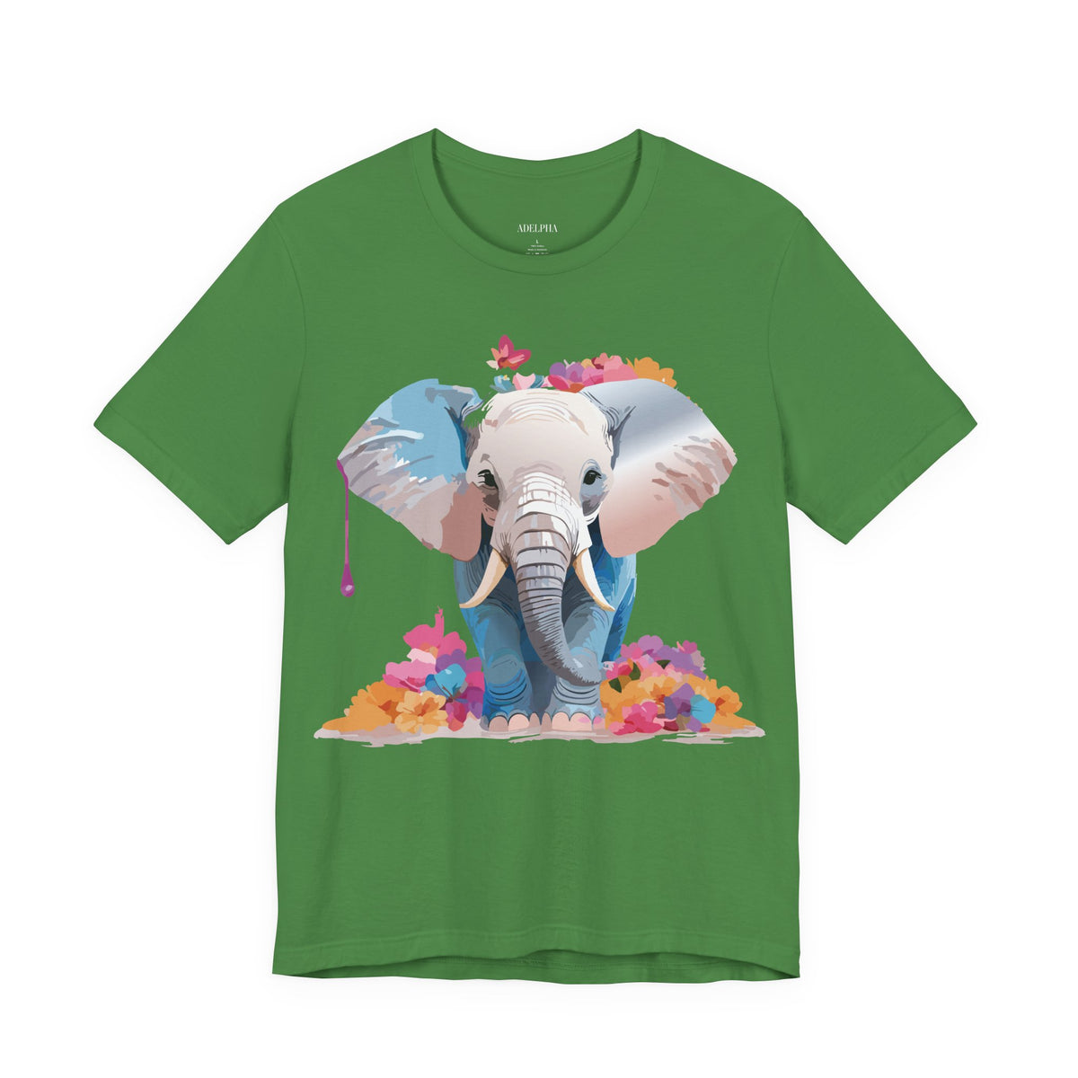 Elephant Graphic Unisex Cotton Bella+Canvas Tee with Art Animal Design e128