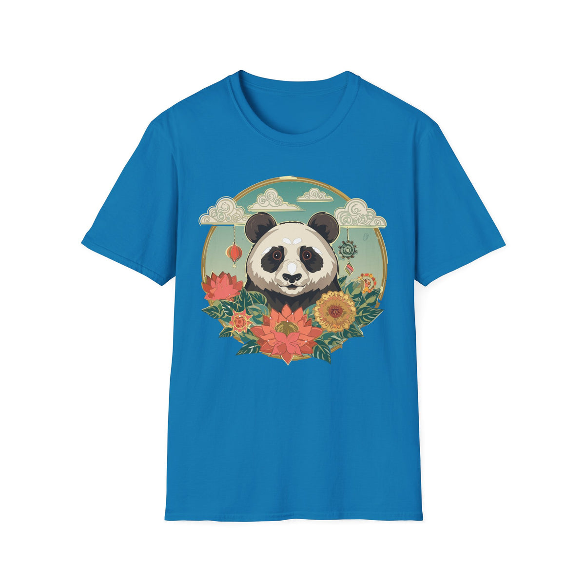 Panda Portrait T-Shirt | Floral Asian-Inspired Illustration