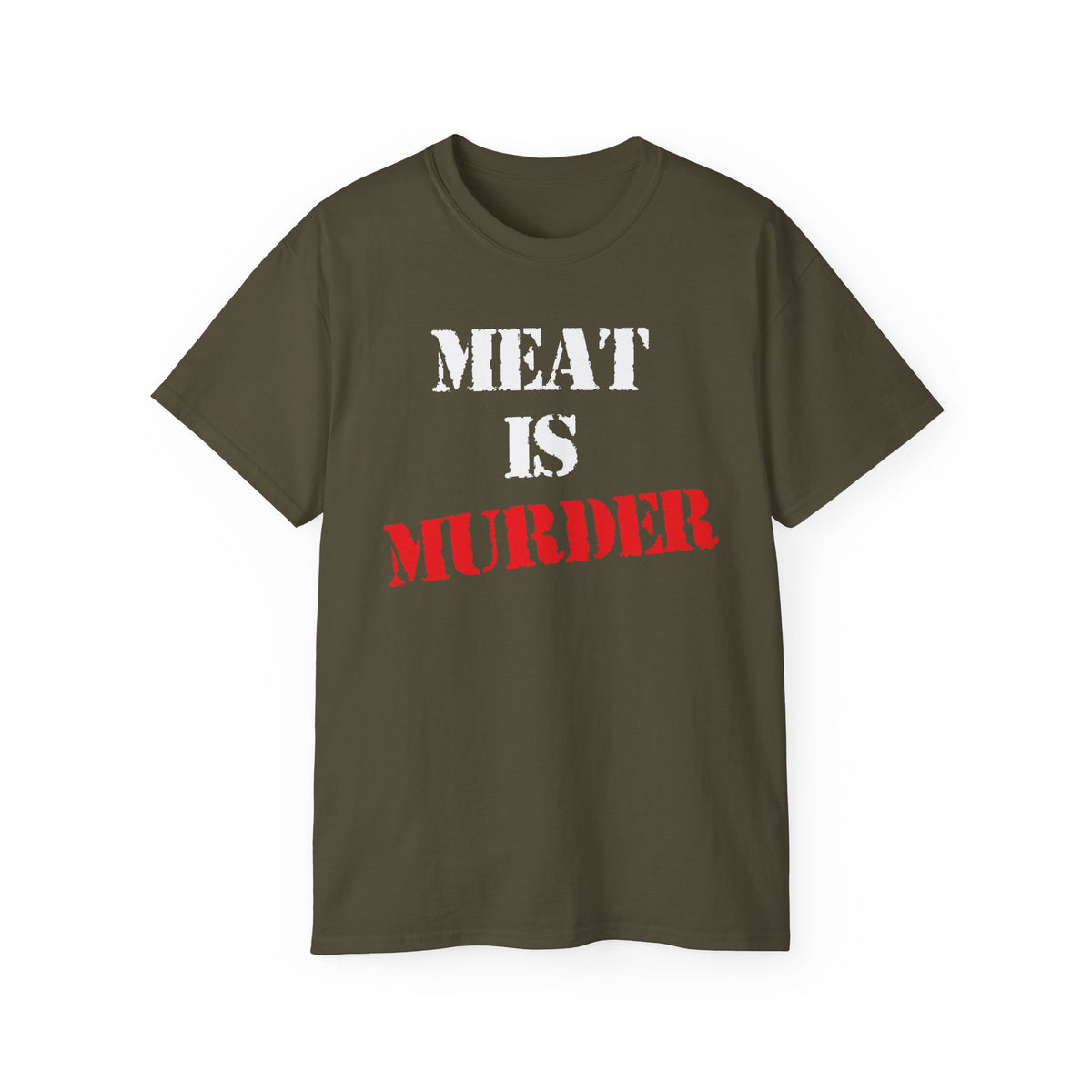 Meat Is Murder Tee | Bold Stencil Text Statement T-Shirt