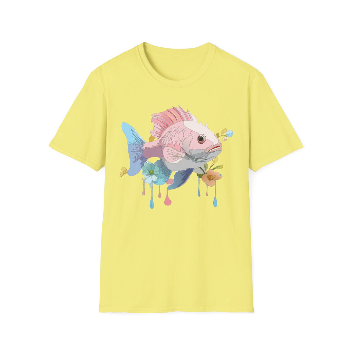 Pastel Fish Illustration T-Shirt | Pink Blue Tropical Fish Art