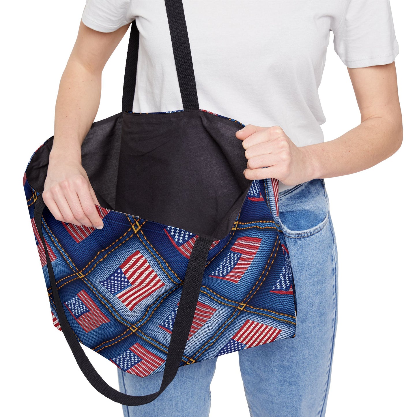 4th of July Denim Print Yoga Bag High-Quality 100% Spun Poly 24x13 Canvas Bag 74