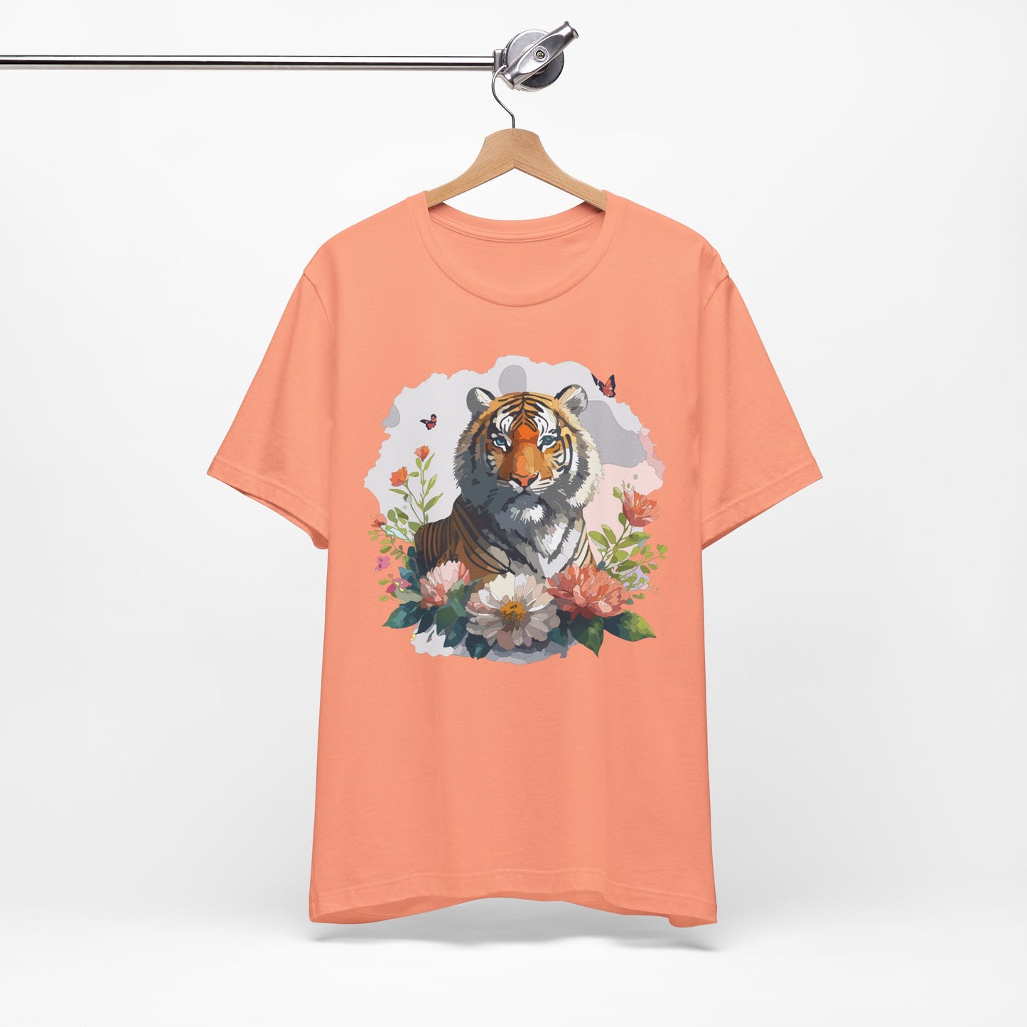 Floral Tiger Graphic Tee, Animal Shirt, Tiger Shirt, Flower Top, T-Shirt with Animal, Art Design