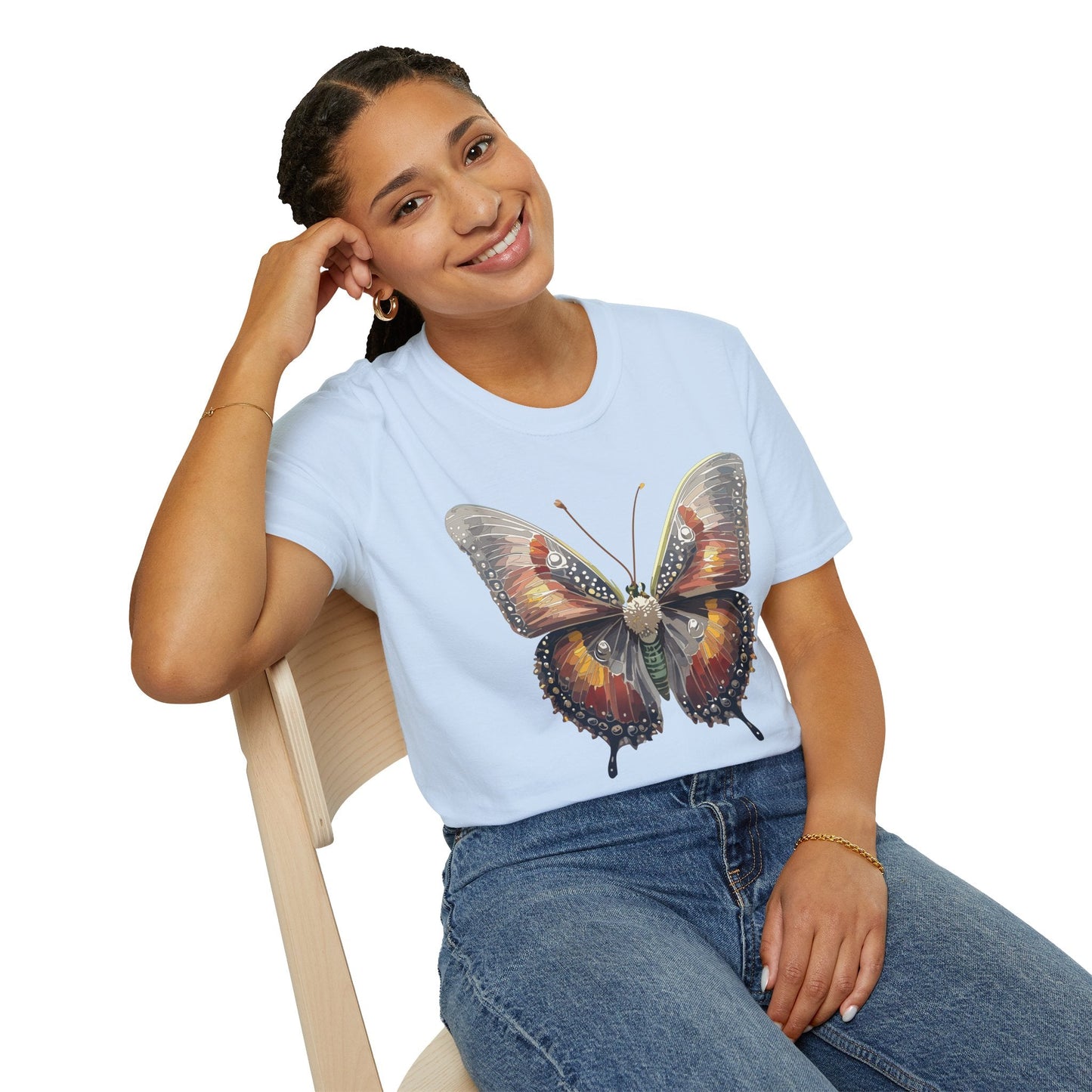 Butterfly Shirt Unisex Lightweight 100 Cotton Gildan Softstyle 64000 Tee Monarch Butterfly Design