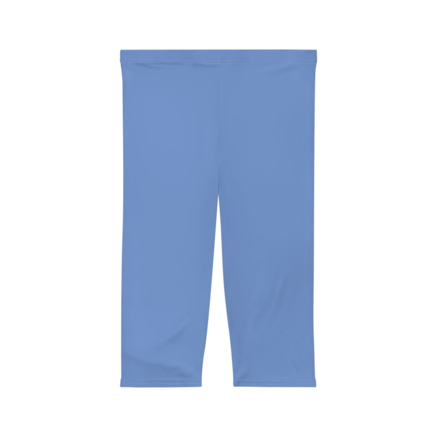 Wisteria Blue Color Women's Brushed Suede Poly Span Casual Capri Leggings XS-2XL