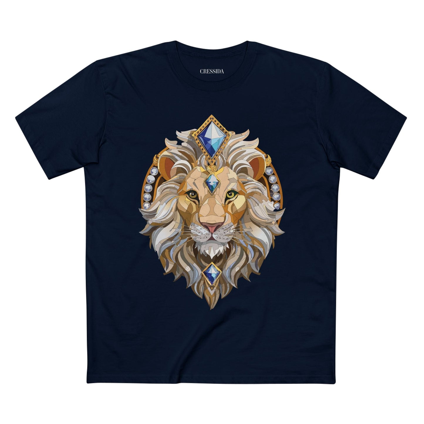 Lion Graphic Unisex 100 Cotton Tee With Unique Animal Golden Medallion Art Design 9