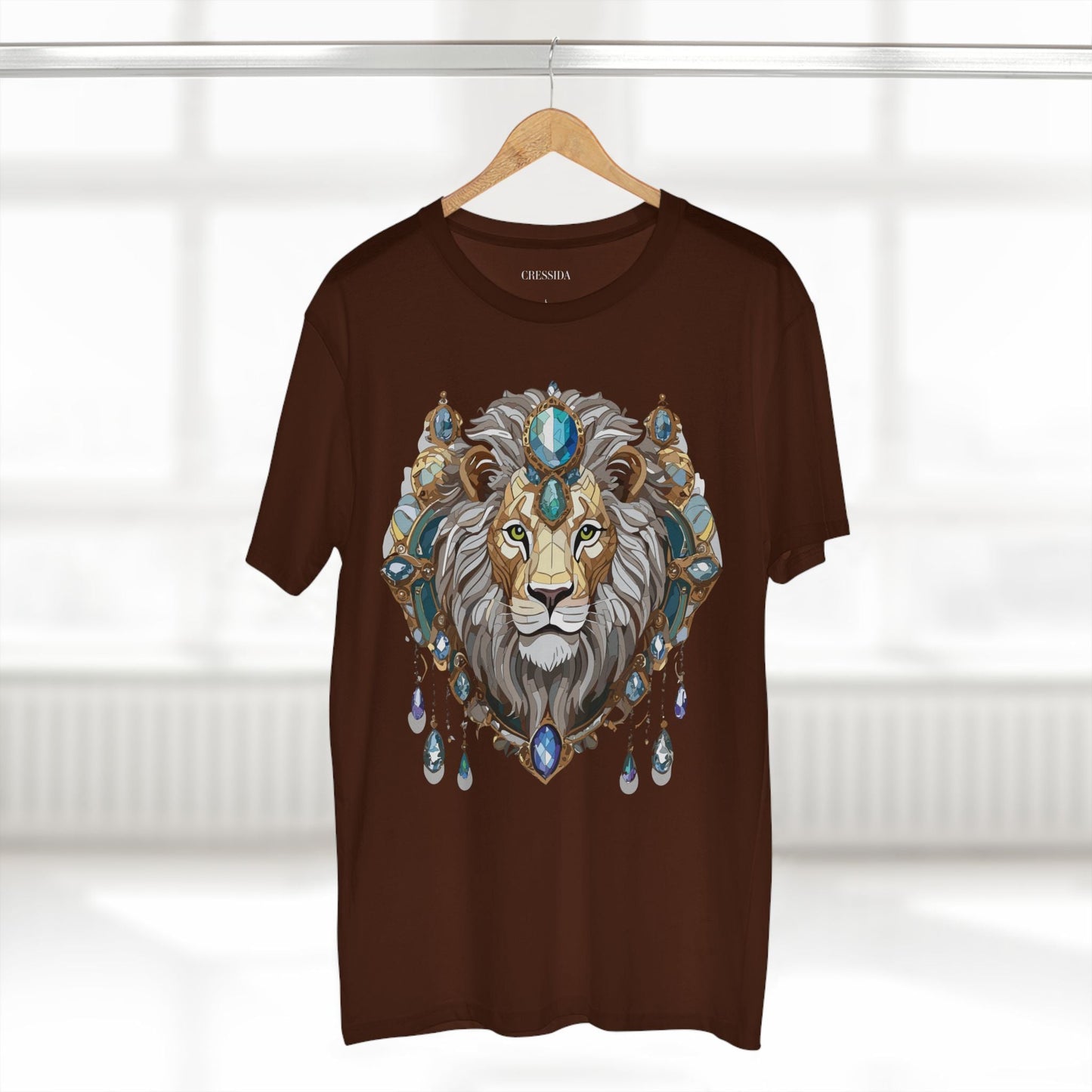 Lion Graphic Unisex 100 Cotton Tee With Unique Animal Golden Medallion Art Design 61